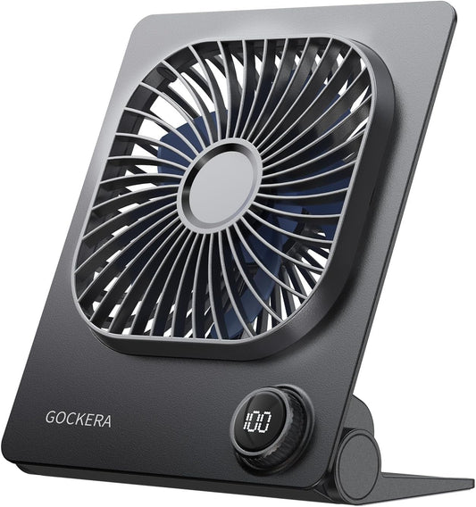 Desk Fan, 6.61''Ultra-thin 5000mAh Battery Powered Fan with Powerful Wind,100 Speeds Adjustable&Digital Display,Timer,Ultra-quiet Small Portable Fan for Bedroom,Office,Travel,Summer Essentials