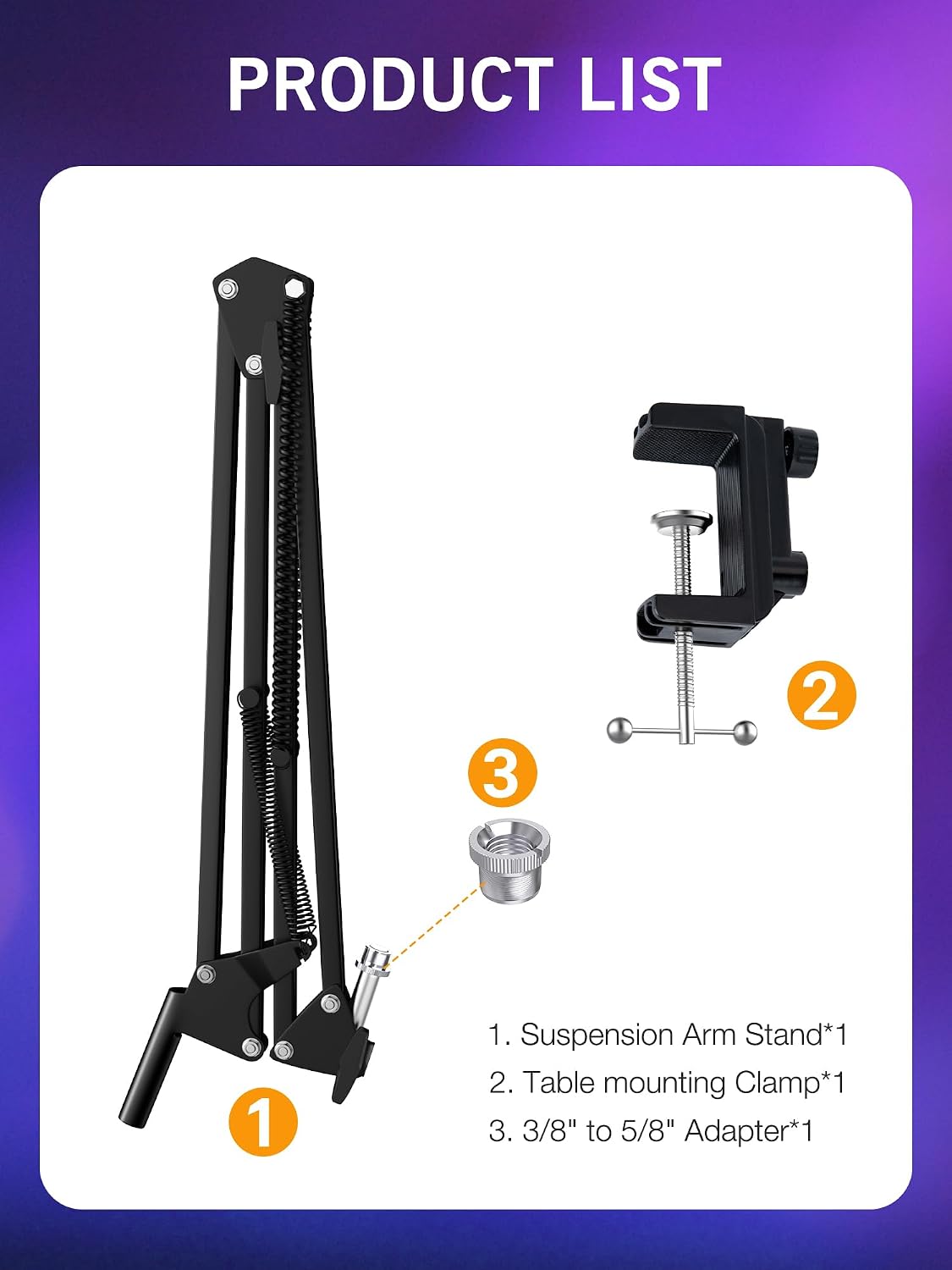 SoloCast Boom Arm Mic Stand, Adjustable Suspension Boom Scissor Arm Stand Compatible with HyperX SoloCast 2 & 1 Gaming Microphone by SUNMON