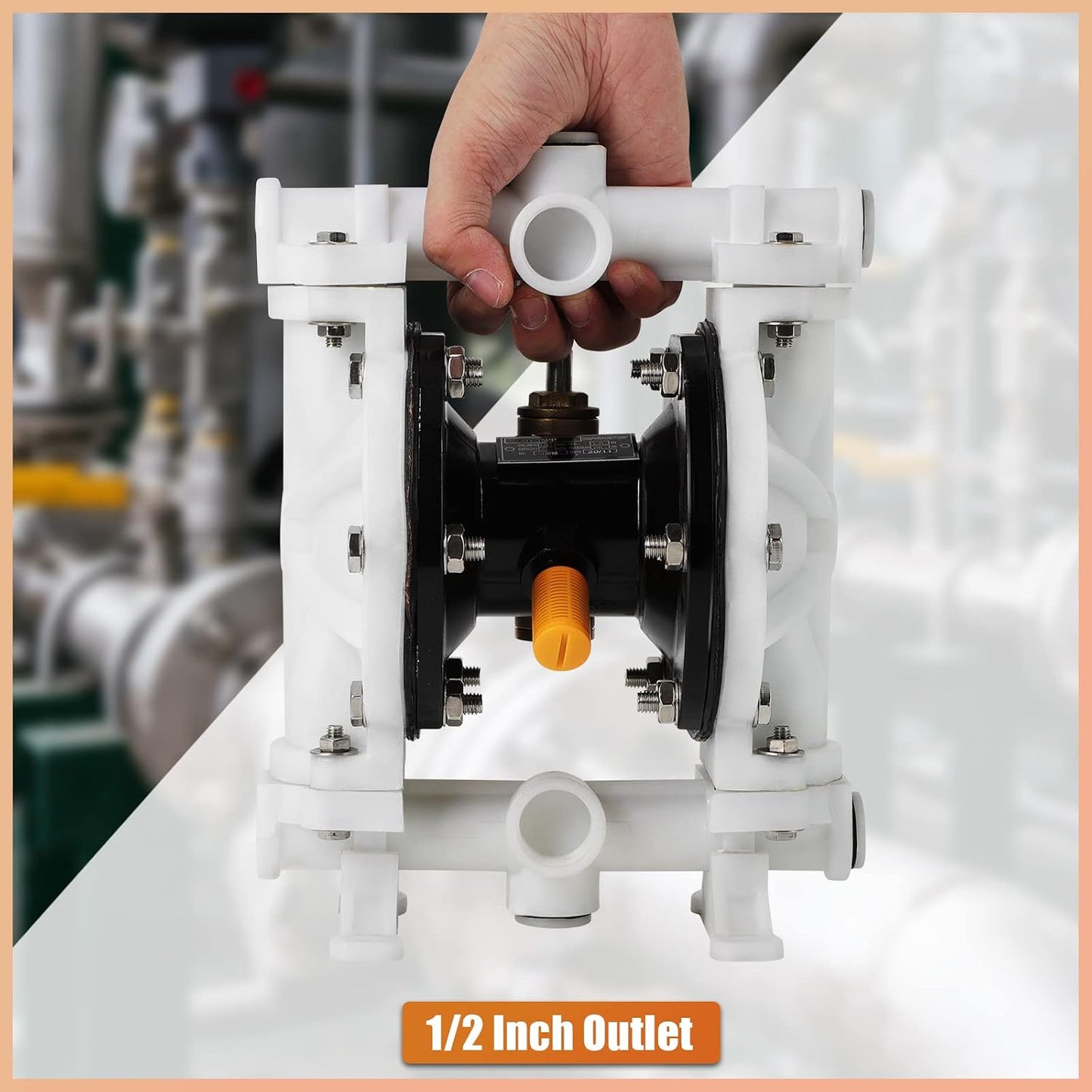 Air Operated Double Diaphragm Pump QBK-15 1/2 Inch Chemical Transfer | Durable plastic and stainless steel body with PTFE nitrile diaphragms for reliable chemical and waste fluid transfer