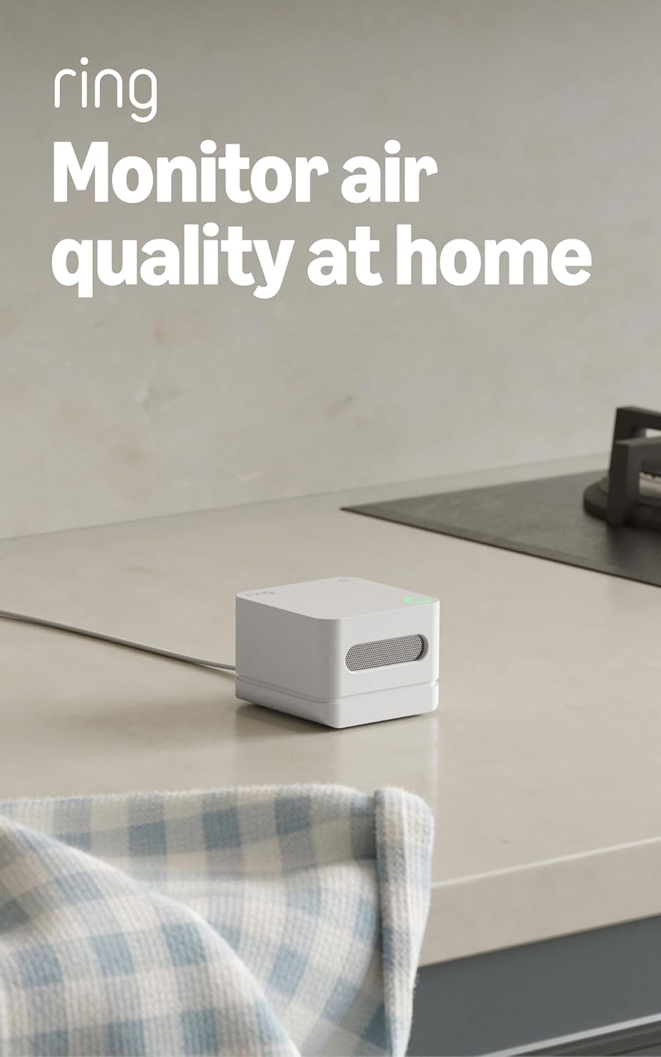 Ring Sensors: Air Quality Monitor – Instant Notifications, Smart Suggestions, on Amazon Sidewalk, No Base Station Needed