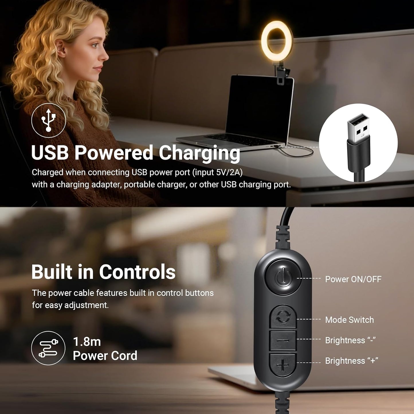 NEEWER Basic 5" Ring Light for Video Conference Lighting, Clip on Light Kit with Desk Tripod Stand for Monitor Laptop Computer Zoom Call Live Streaming Remote Working Learning Video Recording, BR60