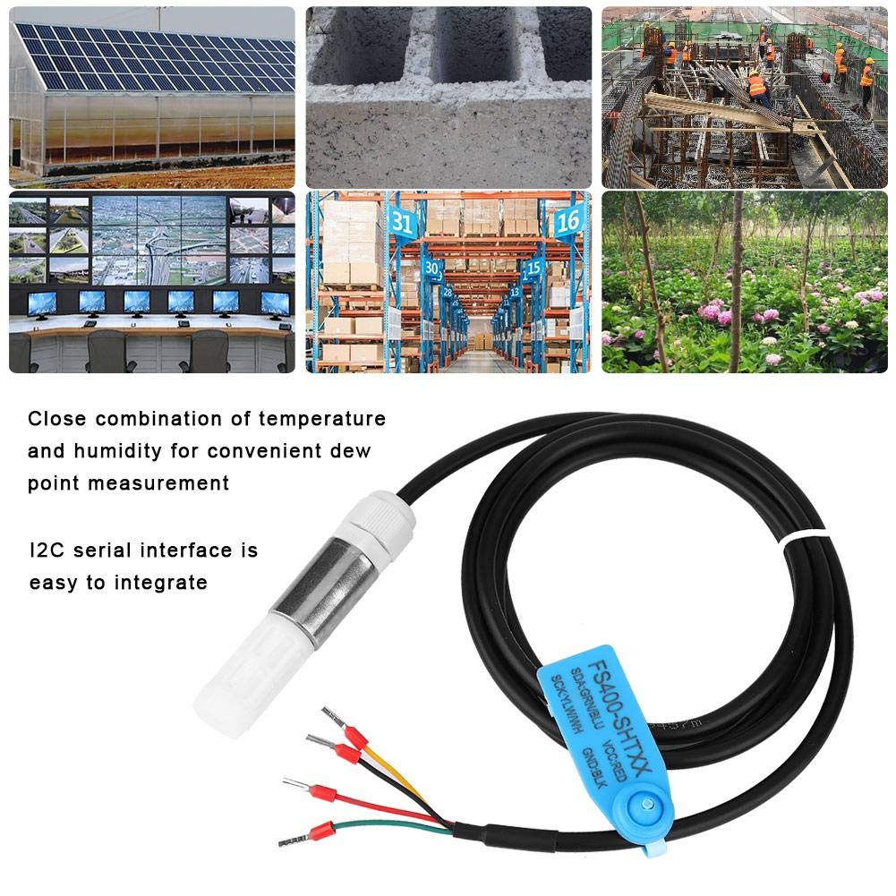 FS400-SHT30/31/35 Temperature Humidity Sensor,Dustproof Temperature Humidity Sensor Stainless Steel Plastic Housing I2C Output FS400-SHT3X(FS400-SHT30)