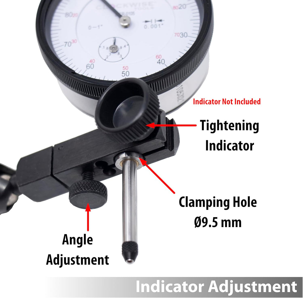 Magnetic Base, MGBR-01, Magnetic Stand for Digital Dial Indicators, 176lbs Max Pull