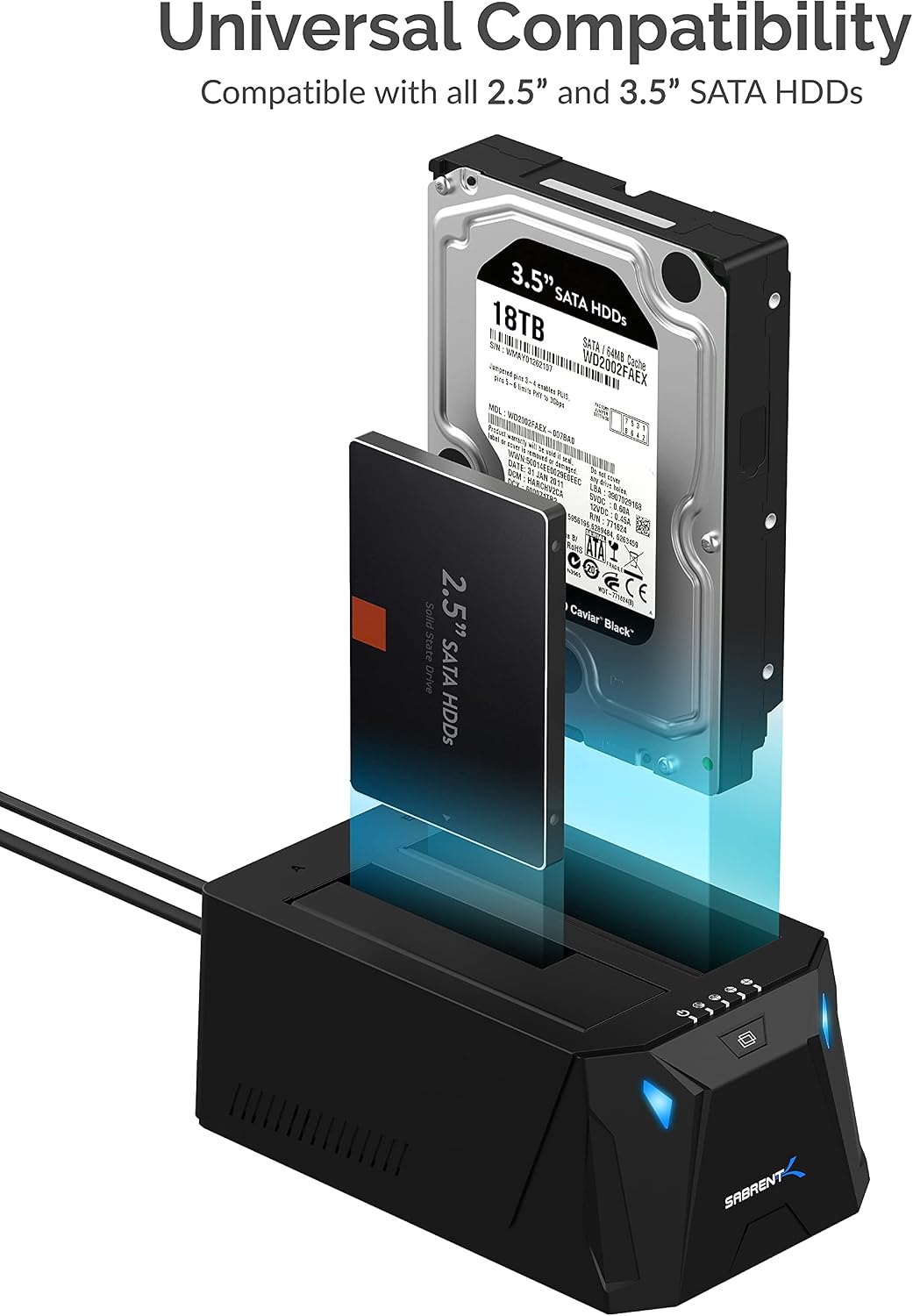 SABRENT Dual-Bay USB-C Hard Drive Docking Station & Cloner (EC-CH2B)