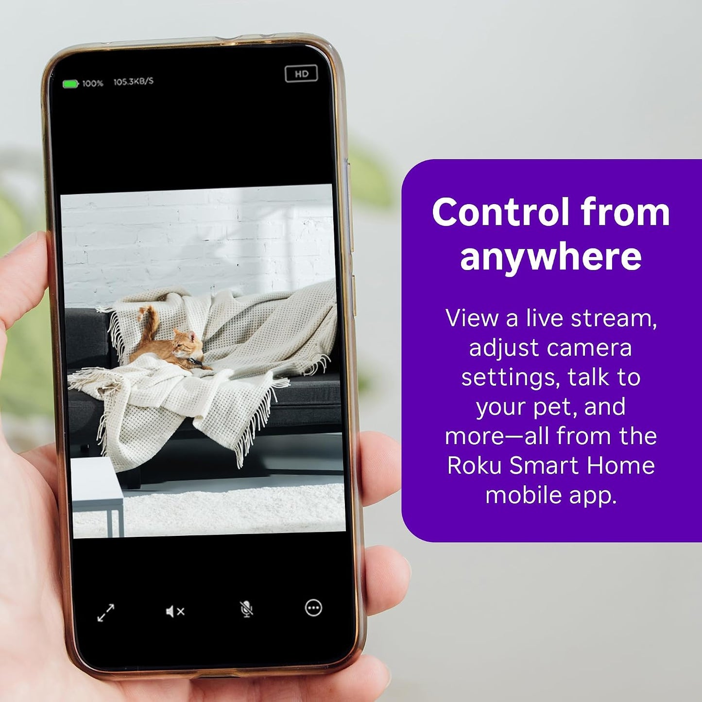Roku Indoor Camera, Home Security with 1080p HD Color Night Vision, 2-Pack | Wired Security Camera & Pet Monitor with 2 Way Audio, Motion & Sound Detection, WDR & WiFi 6 - Works with Alexa & Google