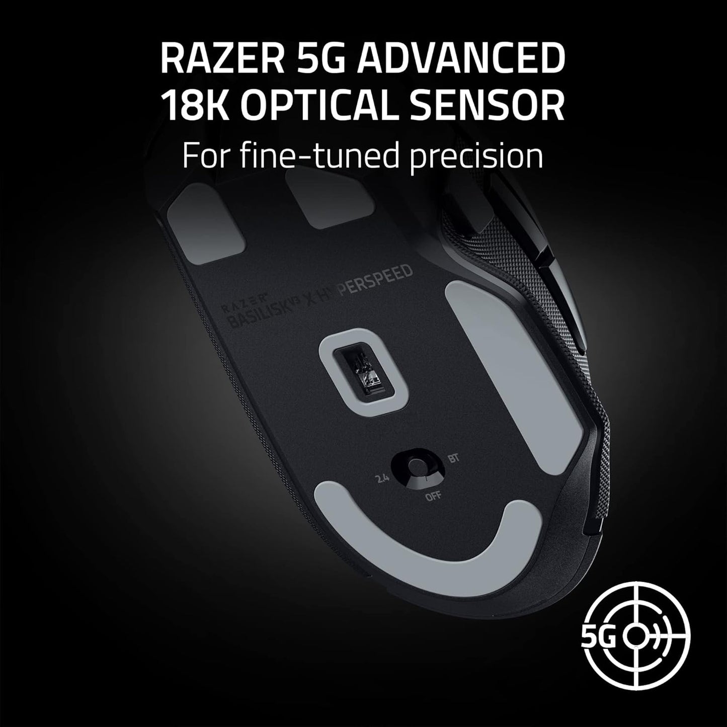 Razer Basilisk V3 X HyperSpeed Customizable Wireless Gaming Mouse, Black | Mechanical Switches Gen-2, 5G Advanced 18K Optical Sensor, Chroma RGB, 9 Programmable Controls, 285 Hr Battery