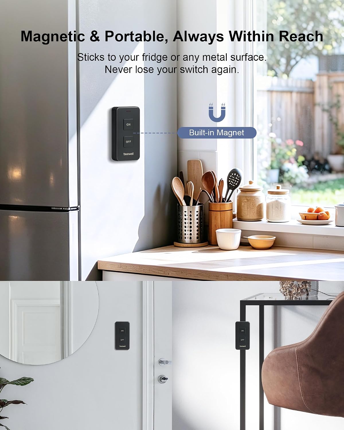 Outdoor Remote Control Outlet with Portable Magnetic Switch | 200FT Wireless Range, 15A/1875W Heavy Duty, Weatherproof for Lights, Fountains, Pumps, Household Appliances, ETL & FCC Listed