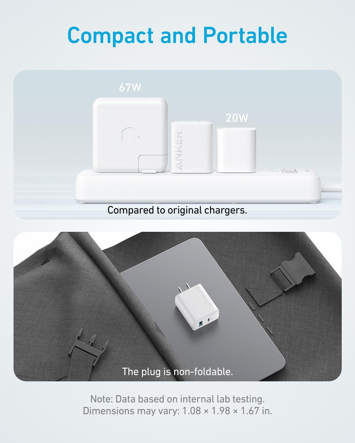 Anker Phone Charger, 20W USB C Charger Block, Type C Charger Fast Charging | For iPhone 17/17 Plus/17 Pro Max/16/16 Plus/16 Pro Max/15 Pro Max/iPad Pro and More (2-Pack with 2 Cables, White)