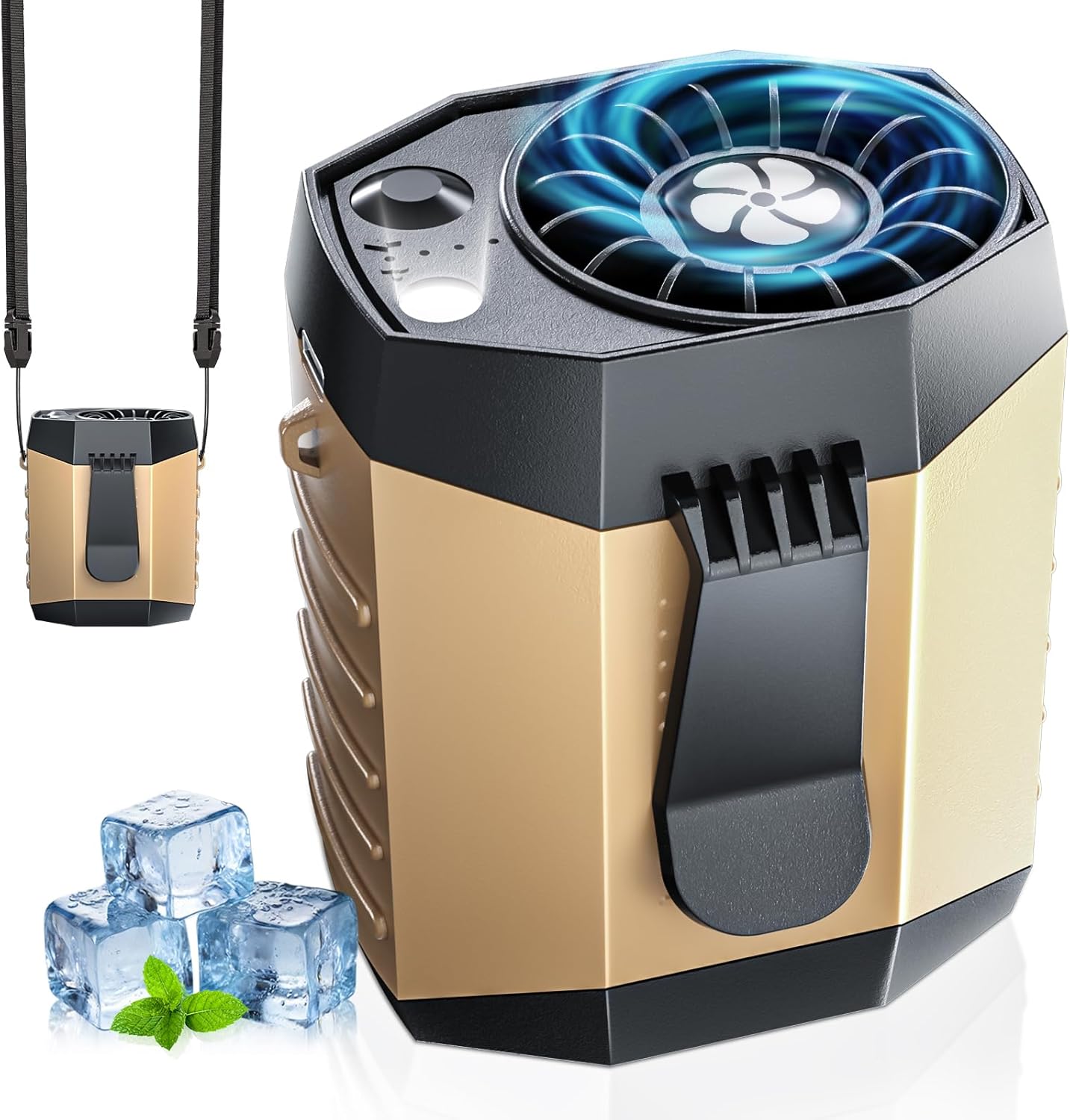 JKBOOM Portable Waist Fan, 9200RPM High Speed Wearable Fan, Mini Rechargeable Personal Fan for Jobsite & Outdoor, 25H Runtime, 25dB Quiet, Belt Fan with LED Flashlight for Men, Green