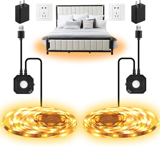 Motion Activated LED Strip Lights,2-Packs 9.8Ft Warm White Lighting