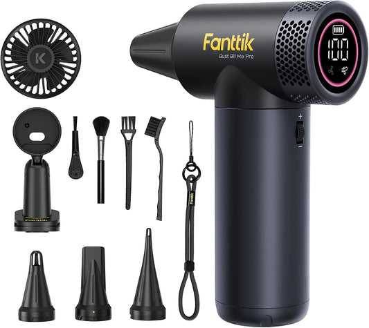 Fanttik Gust B11 Mix Pro 2-in-1 Electric Air Duster & Portable Fan | 130000RPM Brushless Motor, 100-Speed Adjustable, One-Tap Booster, Rechargeable Blower for PC, Electronics & Outdoor Cooling