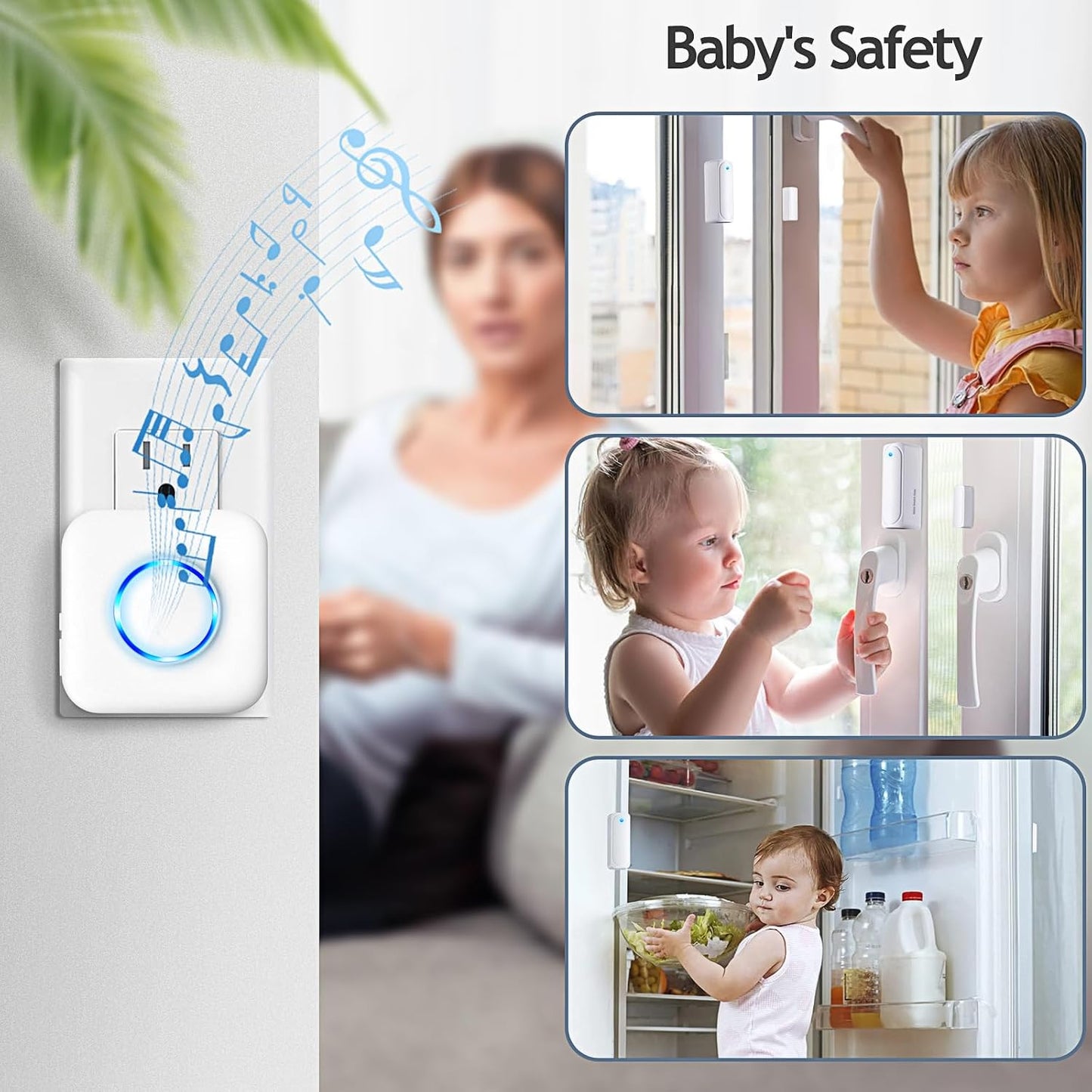 Door Chime When Door Opens, Wireless Door Chime for Home & Business | 600FT Range Door Open Sensor with 58 Chimes, 5 Volume Levels. 3 Sensors + 2 Receivers for Multi-door, Kids & Dementia Safety