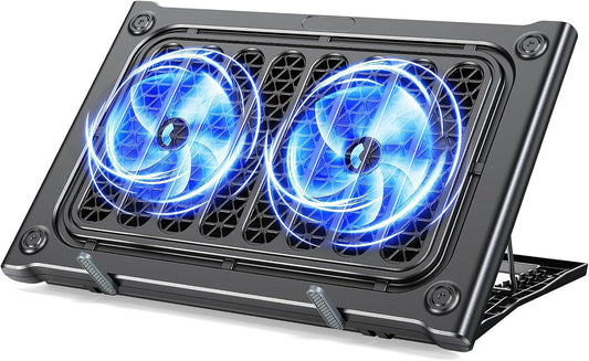 MOKURU Laptop Cooling Pad Stand, Laptop Cooler with 2 Silent Fans for 10-15.6 Inch Laptops,6 Levels of Height Adjustable Wind Speed with 2 USB Ports (Black)