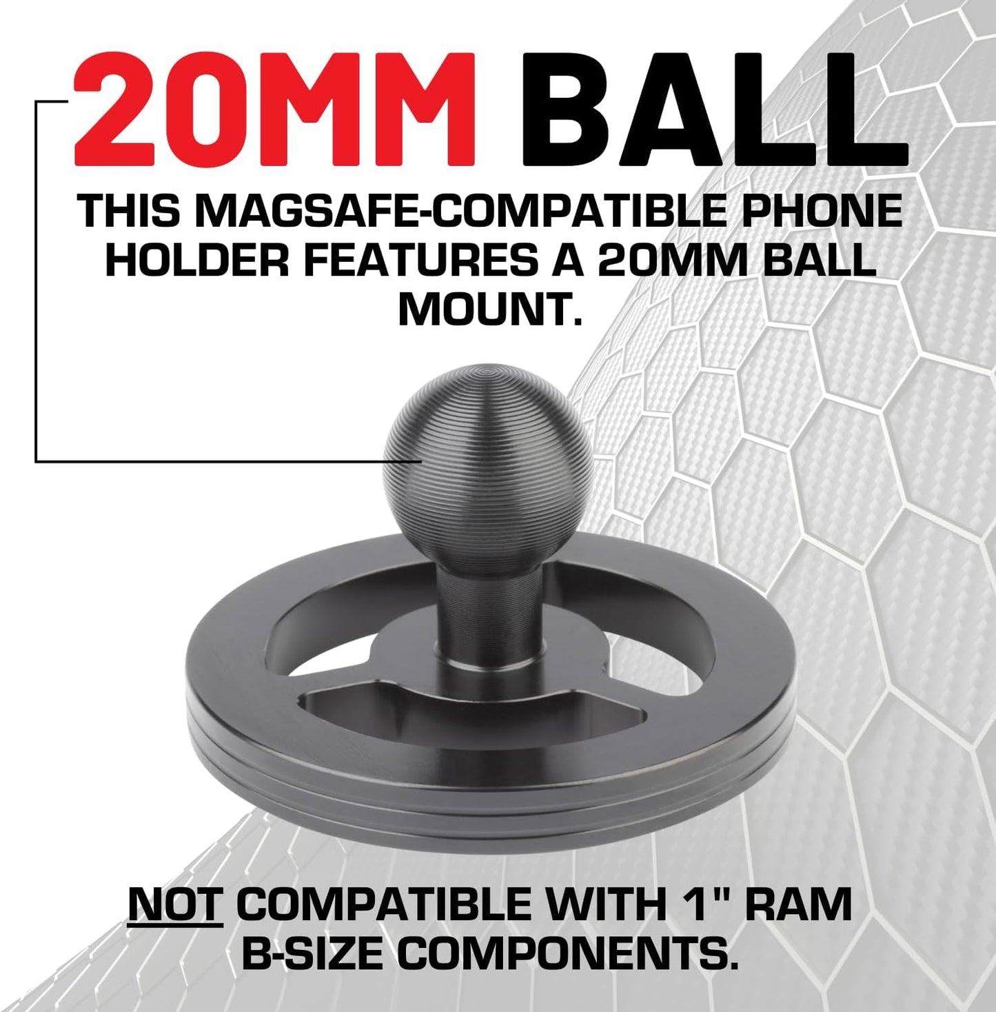 Bulletpoint Dash Mount Magnetic Cell Phone Holder Compatible with MagSafe iPhone Smartphones - 20mm (0.787 inches) Attachment Ball (MagSafe Holder only)