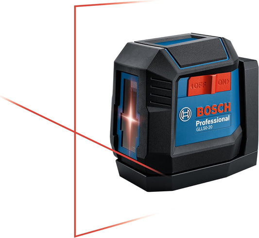 BOSCH GLL50-20 50 Ft Self-Leveling Cross-Line Laser, Includes Integrated Magnetic Mount & 2 AA Batteries | Integrated Magnetic Mount & 2 AA Batteries