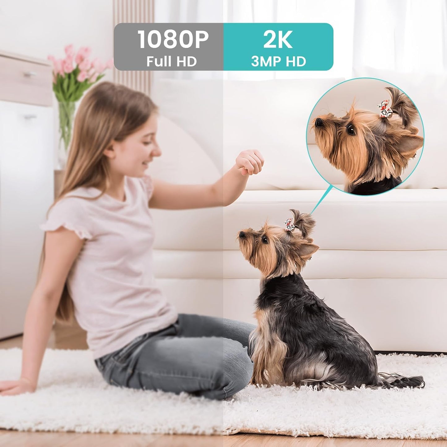 litokam Indoor Cameras for Home Security with Night Vision, Pet Camera with Phone App, WiFi Home Security Camara, Baby Monitor Work with Alexa, Motion Detection, 2 Pack, 2K