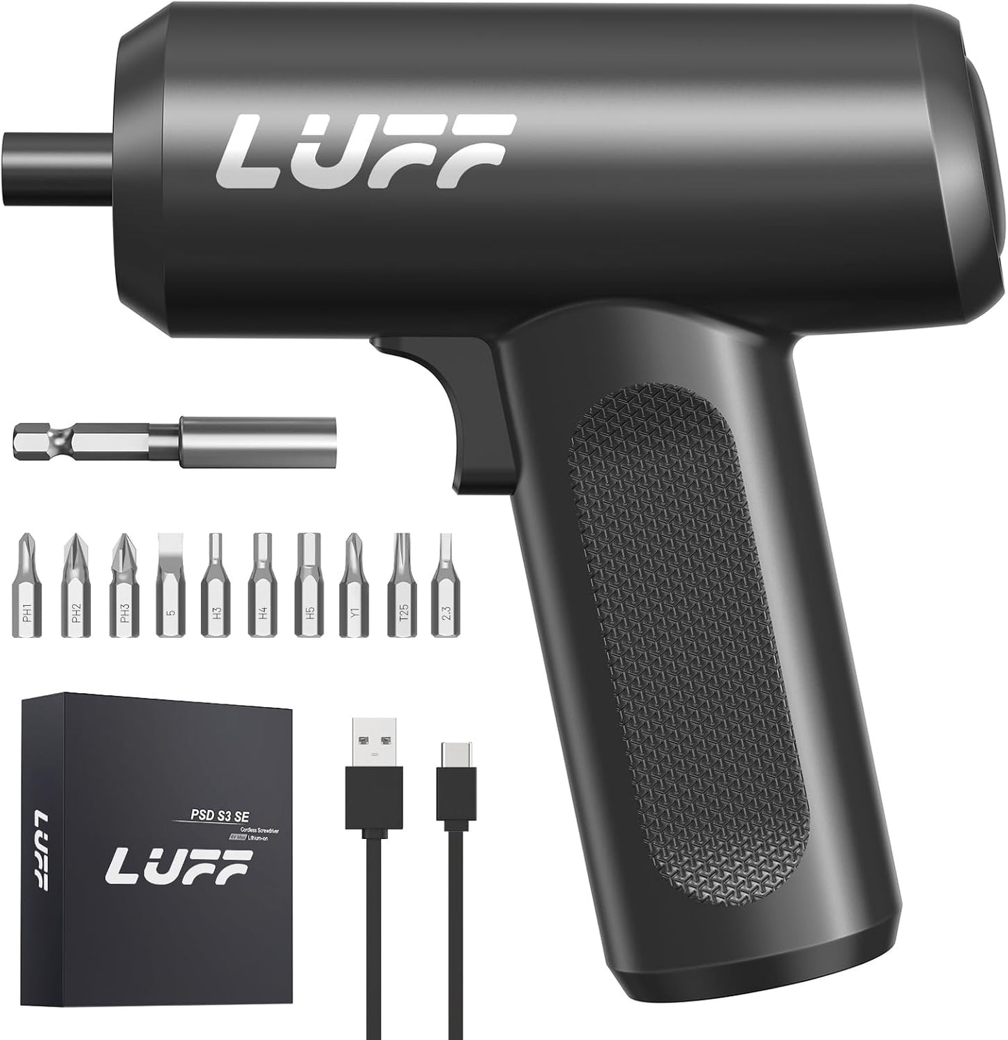 Electric Screwdriver Set,4V Cordless Rechargeable Screwdriver with 250 RPM Powerful Motor, USB-C, LED, 1 Drill Bit, 12 Bits for Furniture/Electrical