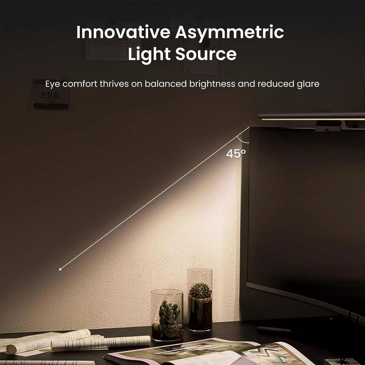 YEELIGHT Monitor Light Bar with Remote, Computer Monitor Lamp for Home Office Gaming, 250LM No Glare Eye-Care Screen Bar, Touch Control USB Desk Lamp with Stepless Dimming for Flat & Curved Monitor