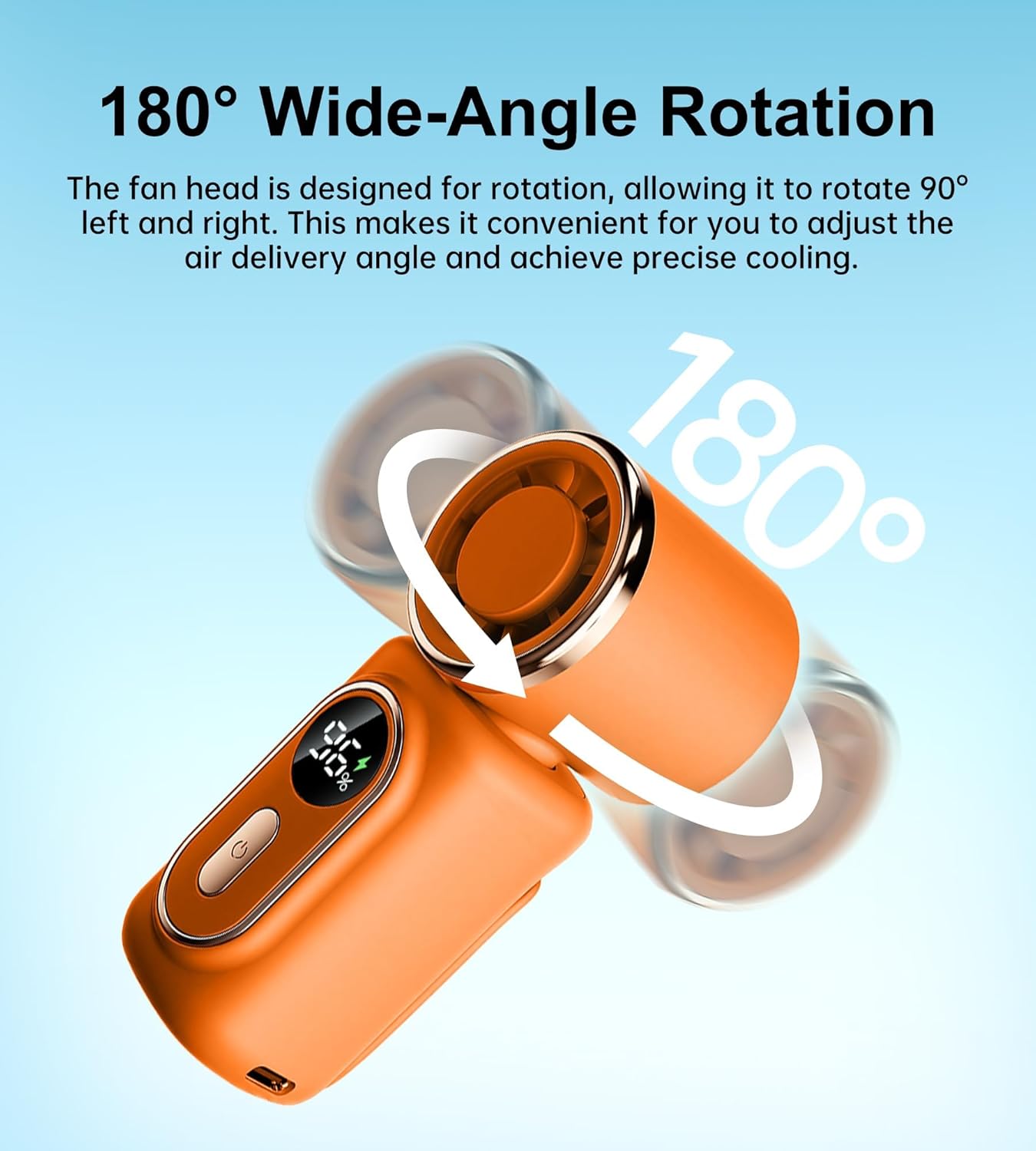 Portable rechargeable handheld small fan， With built-in fixed clamp | 6-speed adjustable high-speed personal fan, LED display screen, suitable for use in makeup, travel, indoor and outdoor