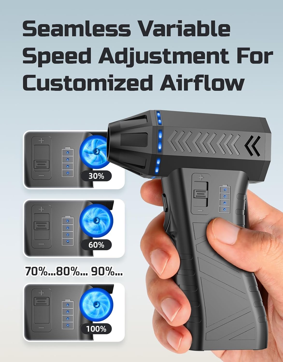 Compressed Air Duster - 300000RPM Super Power Electric Air Duster | Variable Speed Compressed Air, 8000mAh Battery Canned Air, Mini Cordless Air Blower for Home/Keybaord/PC/Computer/Car