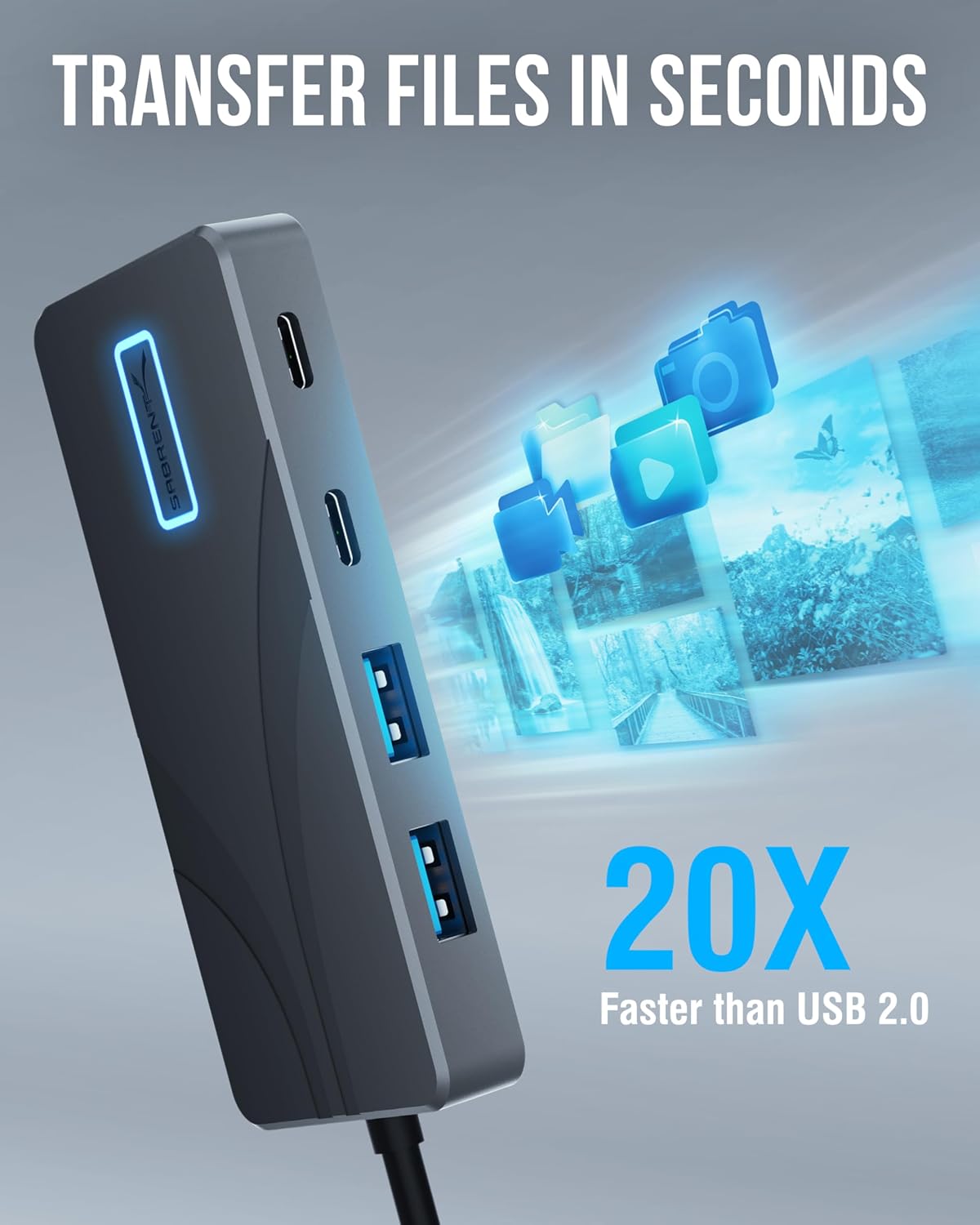 SABRENT USB-C Hub 5-in-1, 10Gbps, 4K HDMI, 100W PD (HB-TG5P) | USB-A & USB-C; single 4K@60Hz HDMI; 80W laptop charging; aluminum; MacBook, iPad, laptops; powered usb c hub