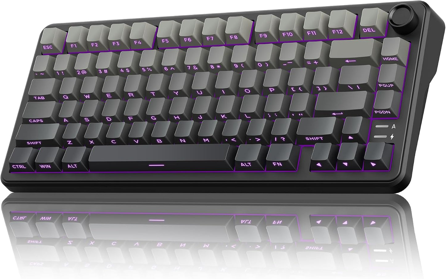 RedThunder K75 Wireless Mechanical Gaming Keyboard, 75% Hot Swappable Creamy Keyboard with Knob, RGB Backlit, Pre-lubed Linear Switches, Side Engraved PBT Keycaps, Wireless/Wired/BT5.0, Gradient Gray