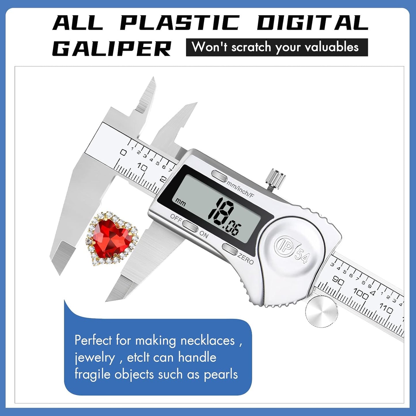 Electronic Digital Calipers, inch and Millimeter Conversion,LCD Screen displays 0-6" Caliper Measuring Tool, Automatic Shutdown, Suitable for DIY/Jewelry Measurement (150mm inch/mm/Fraction)