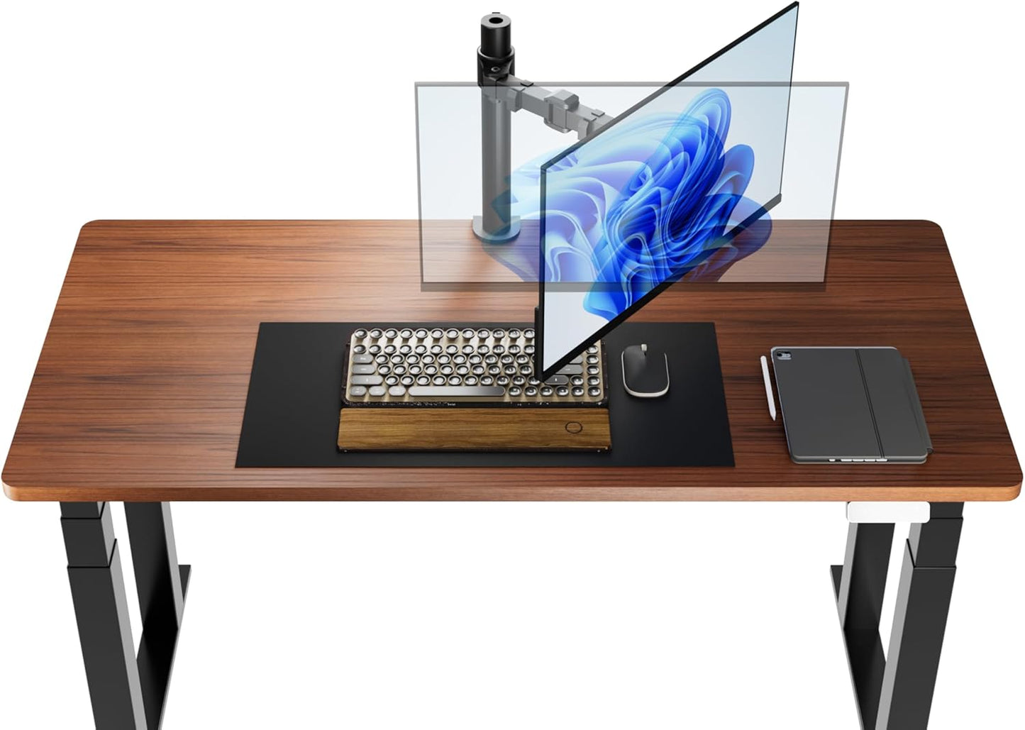 Amazon Basics Single Computer Monitor Stand with Cable Management, Height Adjustable VESA Desk Arm Mount, Fully Adjustable Tilt and Rotation, Steel, Black, Fits 13-30" Screens