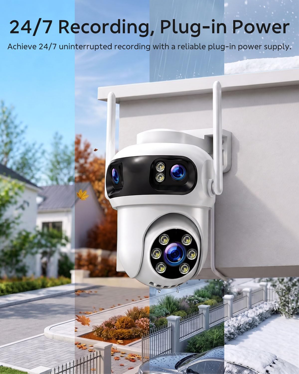 Camcamp Triple-Lens Security Camera System Wireless, 4 Cameras 12 Views