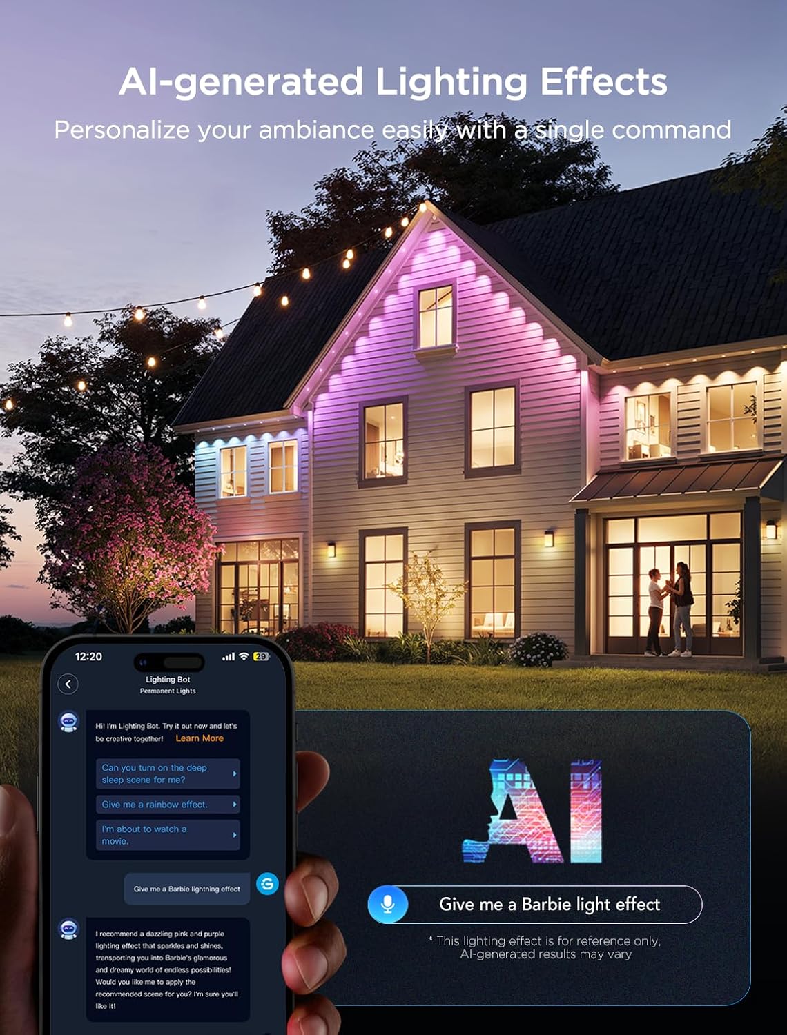 Govee Permanent Outdoor Lights 2, 100ft RGBIC Outdoor Lights with 16 Million Colors, IP67 Waterproof, 100 Scene Modes for Outdoor & Patio Area, Works with Alexa, Google Assistant, White