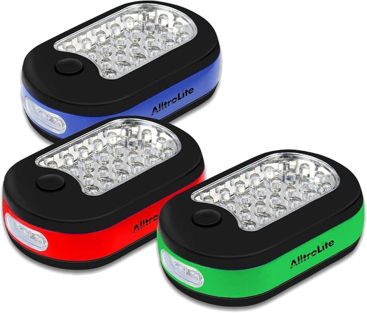 3-Pack LED Work Light | Portable Magnetic Work Light with Rotatable Hook, Magnetic Back & Push Button | Battery Operated Pocket Work Lights for Car Repairing, Emergency, Hiking, Camping