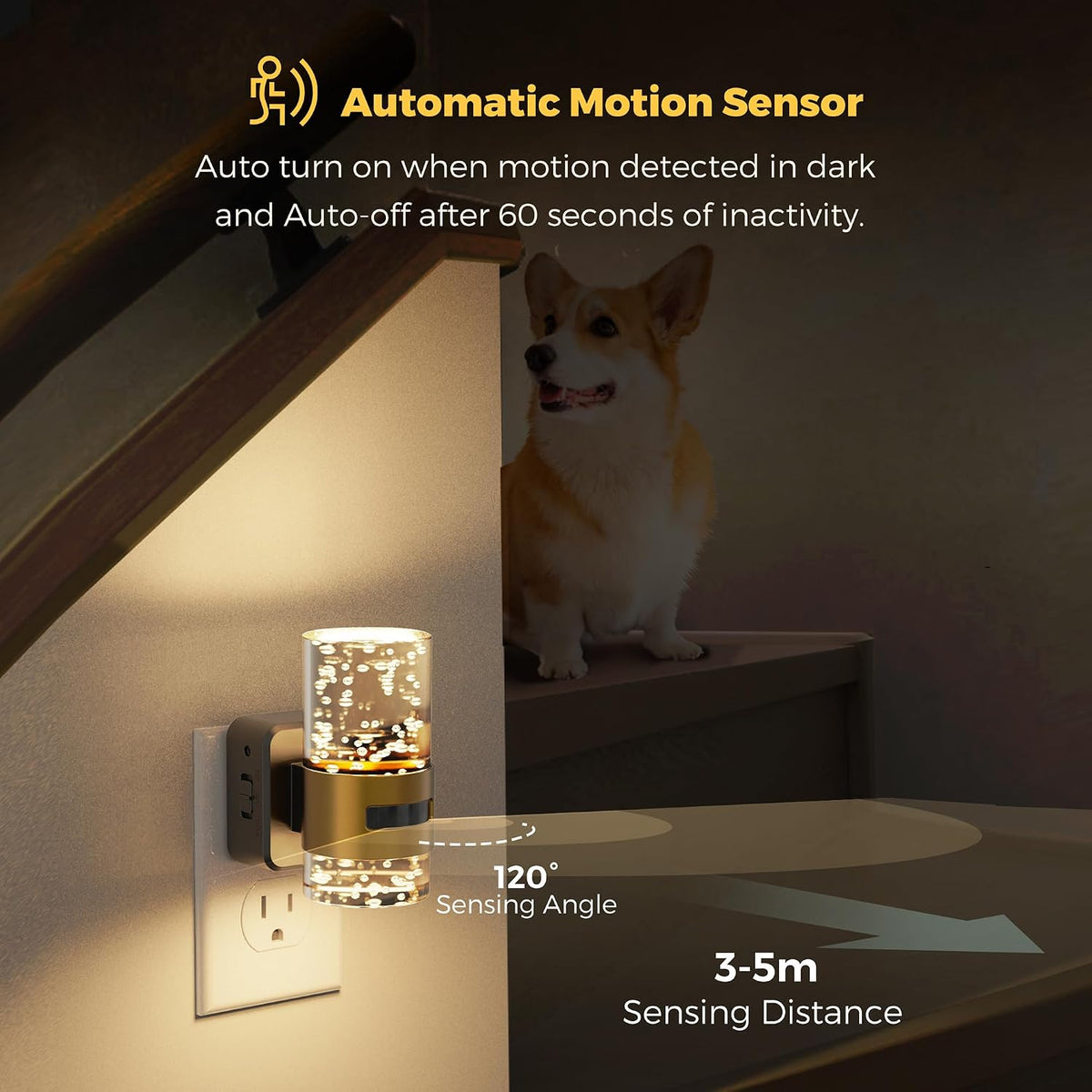 L LOHAS LED Motion Sensor Night Light, 2 Pack Bubble Night Light