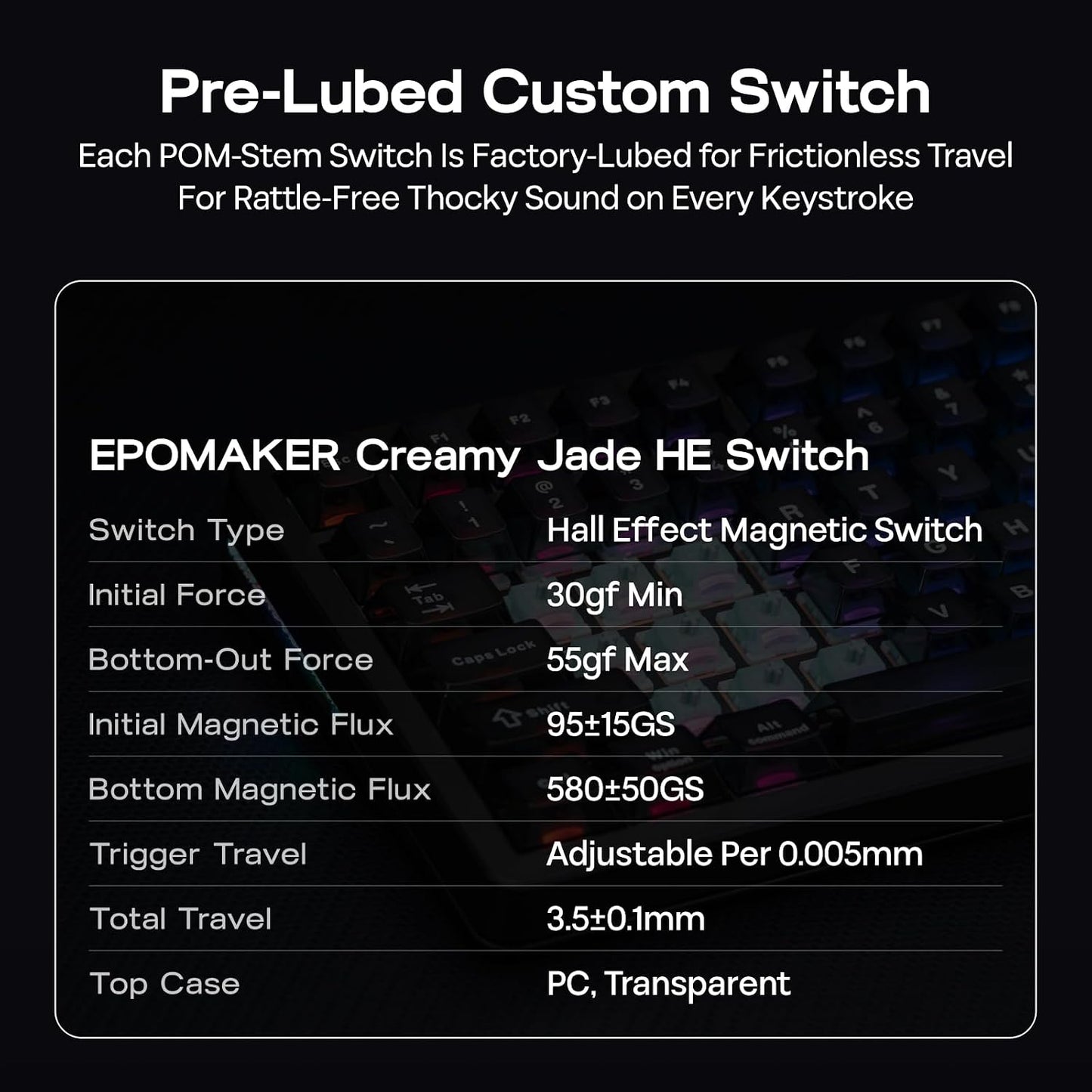 EPOMAKER HE75 V2 Hall Effect Gaming Keyboard, 8K Polling & 0.1ms, 8000mAh & 2.4Ghz/BT, Hot Swap Key & Knob, 0.005mm Adjustable Actuation, Rapid Triggering, Creamy & Thocky (Black)