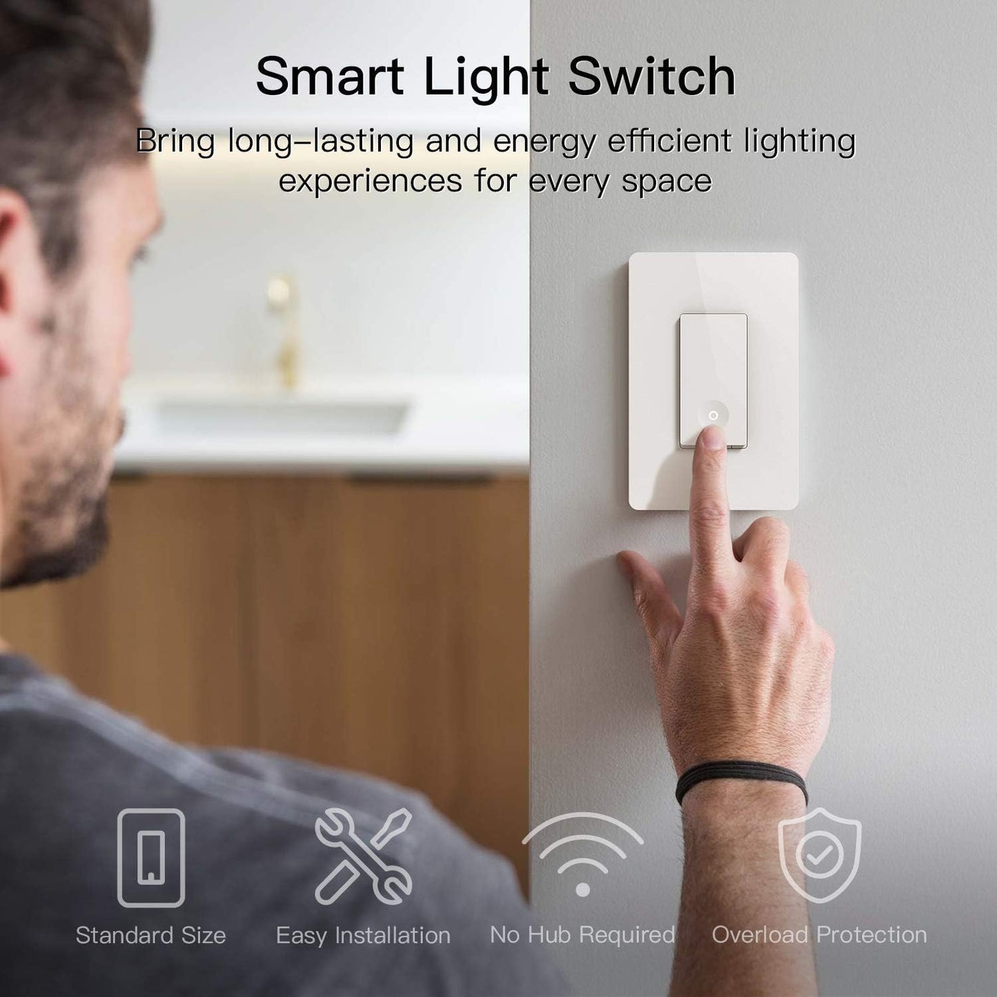 TREATLIFE Smart Switch 4 Pack, 2.4Ghz WiFi Light Switch Single-Pole, Neutral Wire Required, Works with Alexa, Google Home and SmartThings, Smart Home Remote Control, FCC Listed