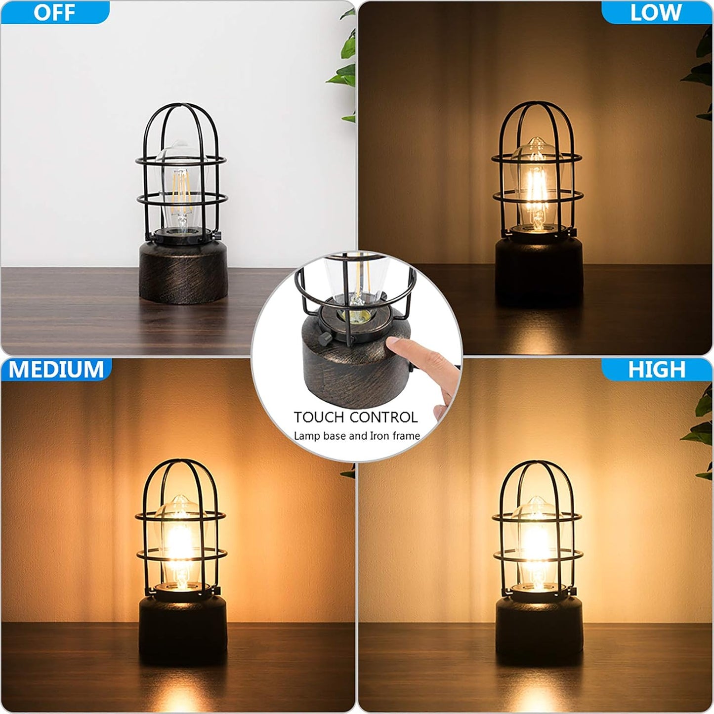 Haian Support Touch Control Table Lamp, 3-Way Dimmable Lamp,(Bulb Included) | Small Lamp for Small Spaces,Industrial Steampunk Nightstand Lamp for Bedroom, Living Room, Dorm, Office