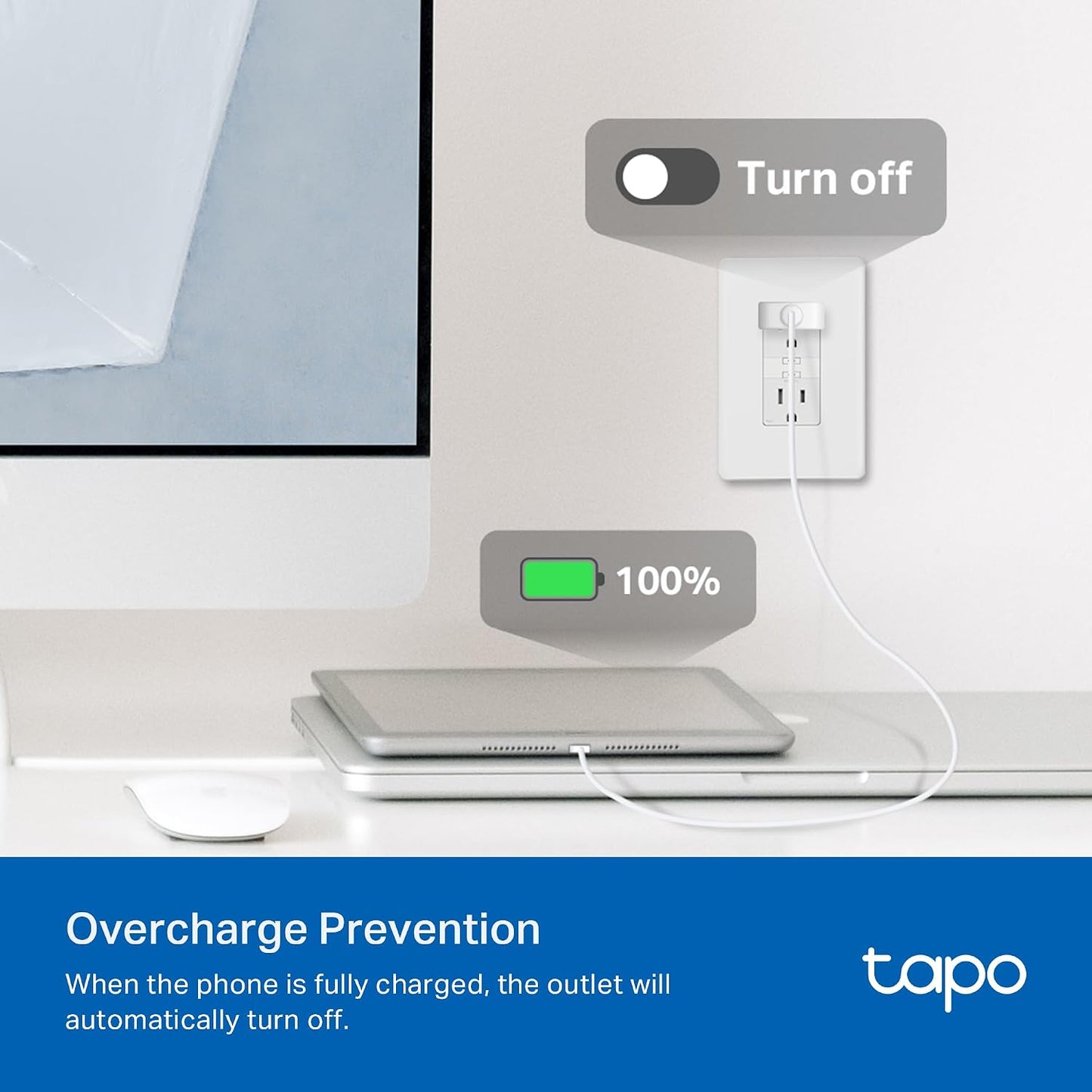 Tapo Smart Plug, Wi-Fi in-Wall Outlet, Matter Compatible, Energy Monitoring, 15A/1800W Max, Works with Alexa, Apple Home, Google Home, SmartThings, Voice/Remote Control, ETL Certified - Tapo P210M