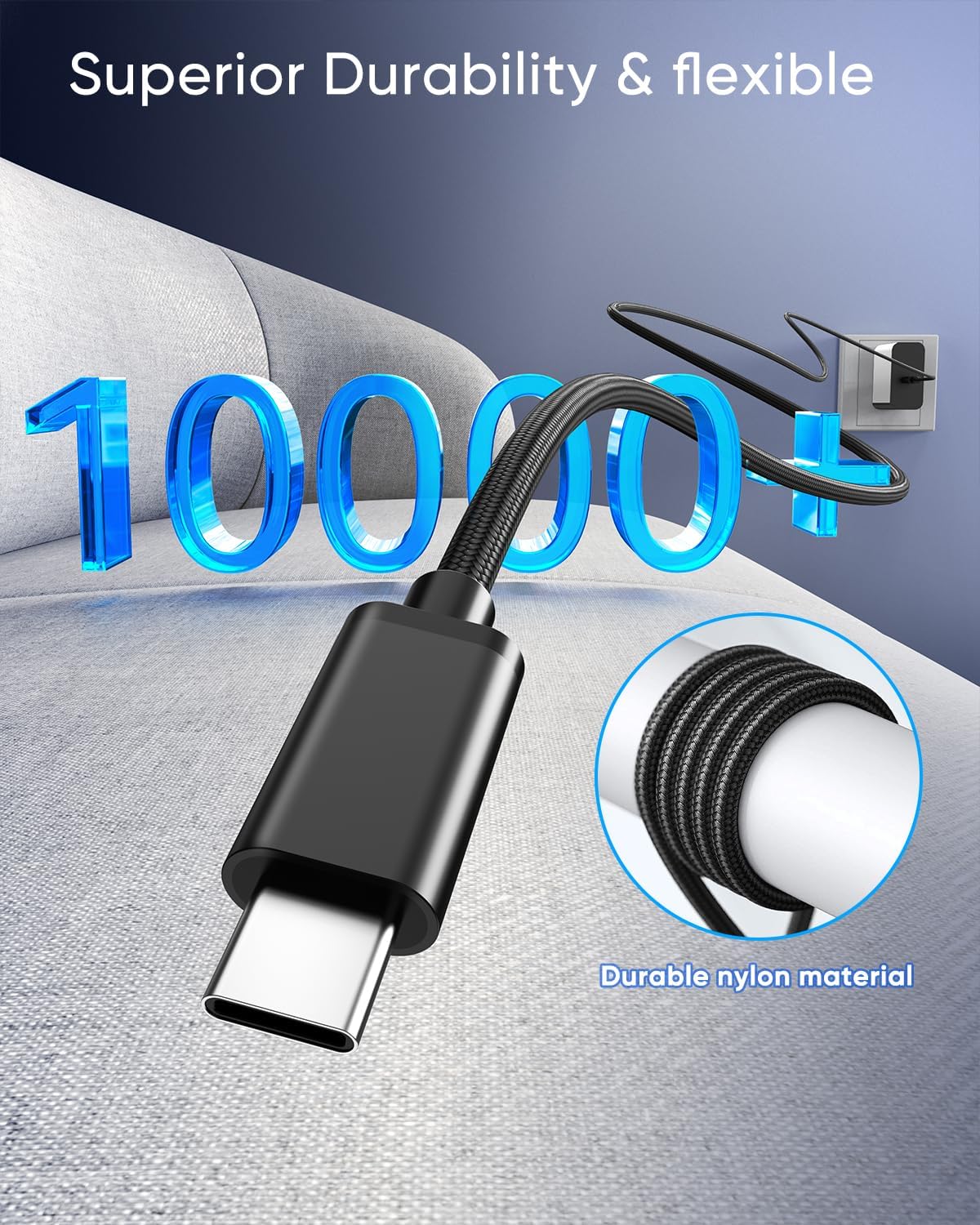 65W Fast Charger for Steam Deck & Nintendo Switch 2 with 6.6FT(2M) Cable - PD3.0 Foldable AC Adapter for ROG Ally, Switch 2 Charger Support TV Dock PS Console[Original Steam Deck Charger Replacement]