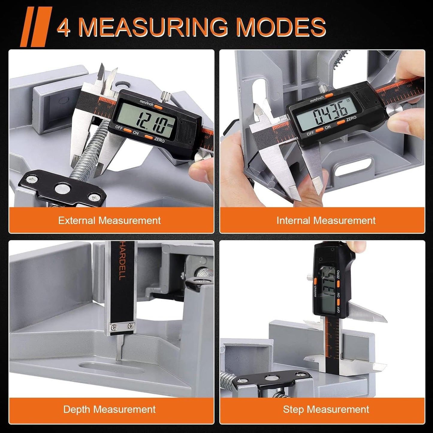 HARDELL Digital Caliper 6 Inch Large LCD Screen Calipers Measuring Tool | Auto-Off Feature, Inch/Millimeter Conversion, Electronic Vernier Caliper Micrometer for Jewelers/Woodworkers/DIY