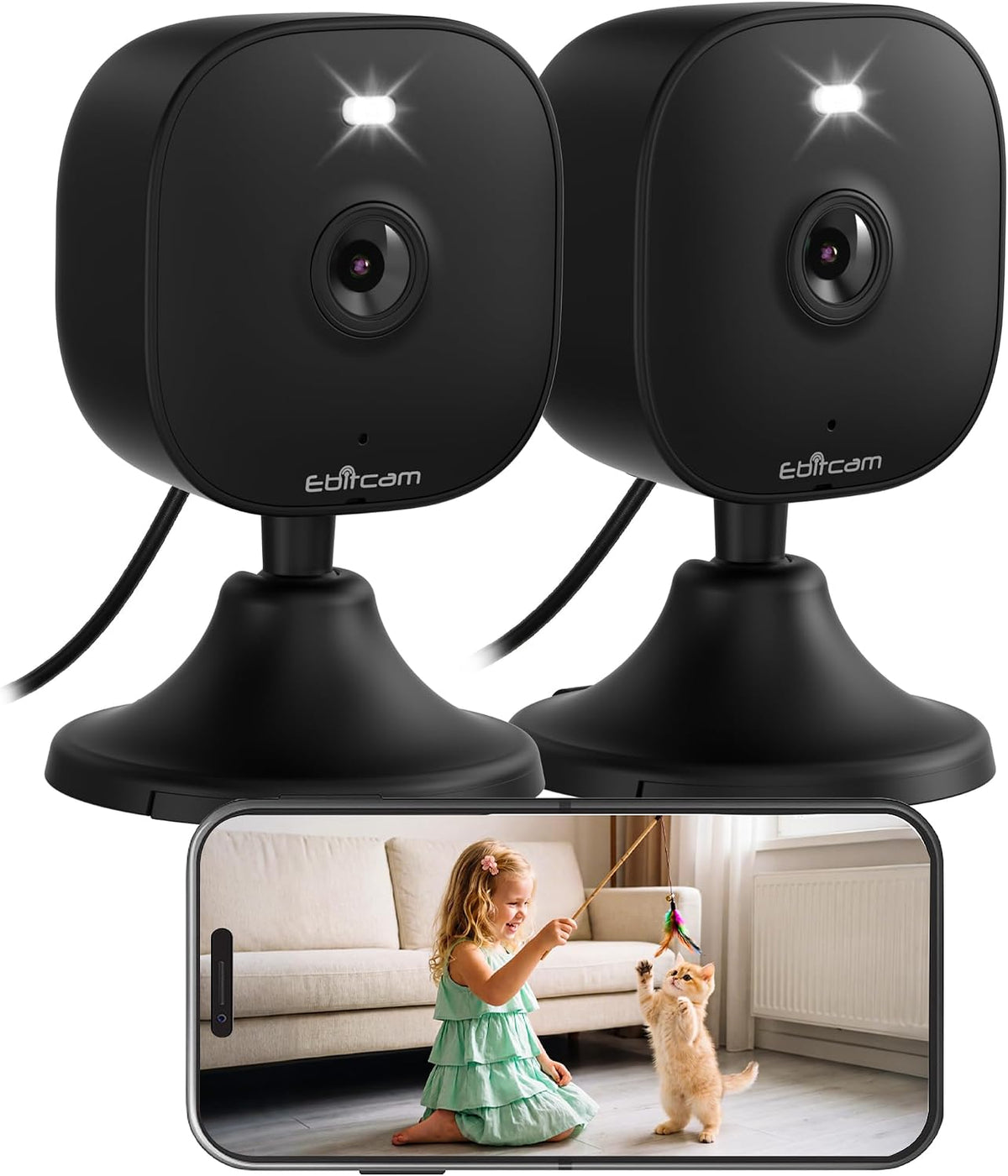 2K Cameras for Home Security, Plug-in Security Camera Outdoor/Indoor w/Color Night Vision&Motion Detection for Baby/Pet/Vehicle Monitor, 5G/2.4GHz Dog Camera w/2-Way Audio/Cloud&SD Card Storage