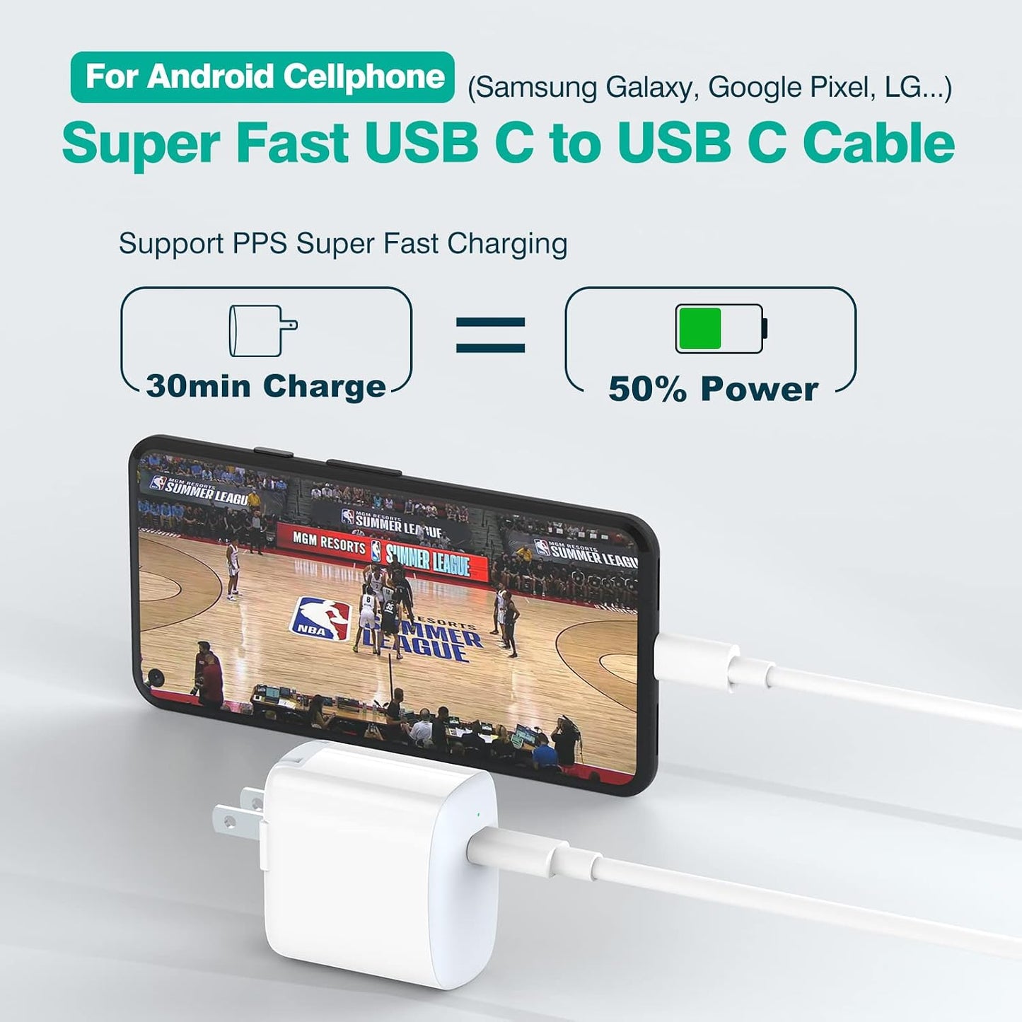 USB C to USB C Cable (2-Pack, 6.6ft) for MacBook Air/Pro Charger, iPad Pro 12.9/11 inch, iPad Air 5/4, Mini 6, iPhone 17/16/15, Pixel, Galaxy S25/S24, Switch 2, Type C Fast Charging Cord