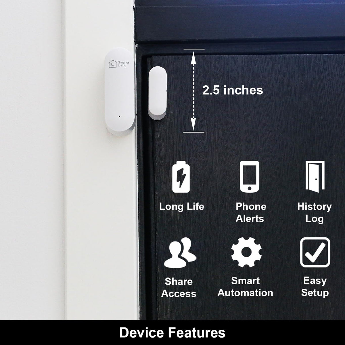 Smarter Living – Smart WiFi Door and Window Sensor (2-Pack), Phone Notifications via Smart Life, Tuya, Alexa and SmartThings, Create Automations, No Hub Required, Easy Setup