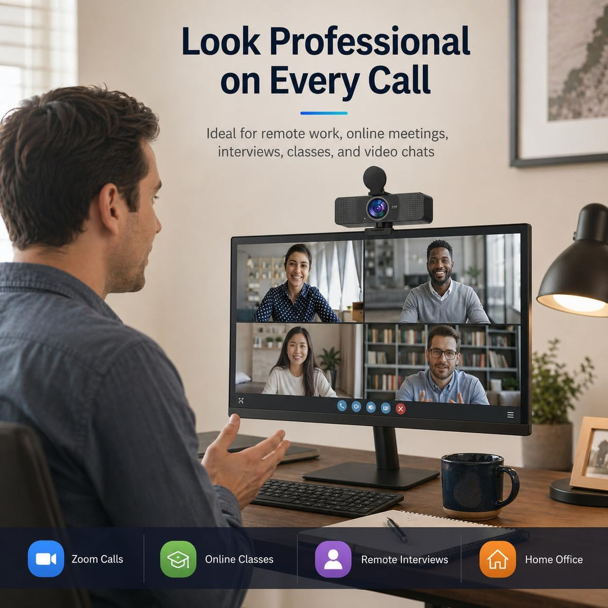 4K Webcam for PC with Dual Microphones,UHD 30fps Web Camera,Autofocus USB Webcam with Privacy Cover,Tripod, Plug & Play Camera for Zoom, Teams, Skype, Streaming, Laptop & Desktop