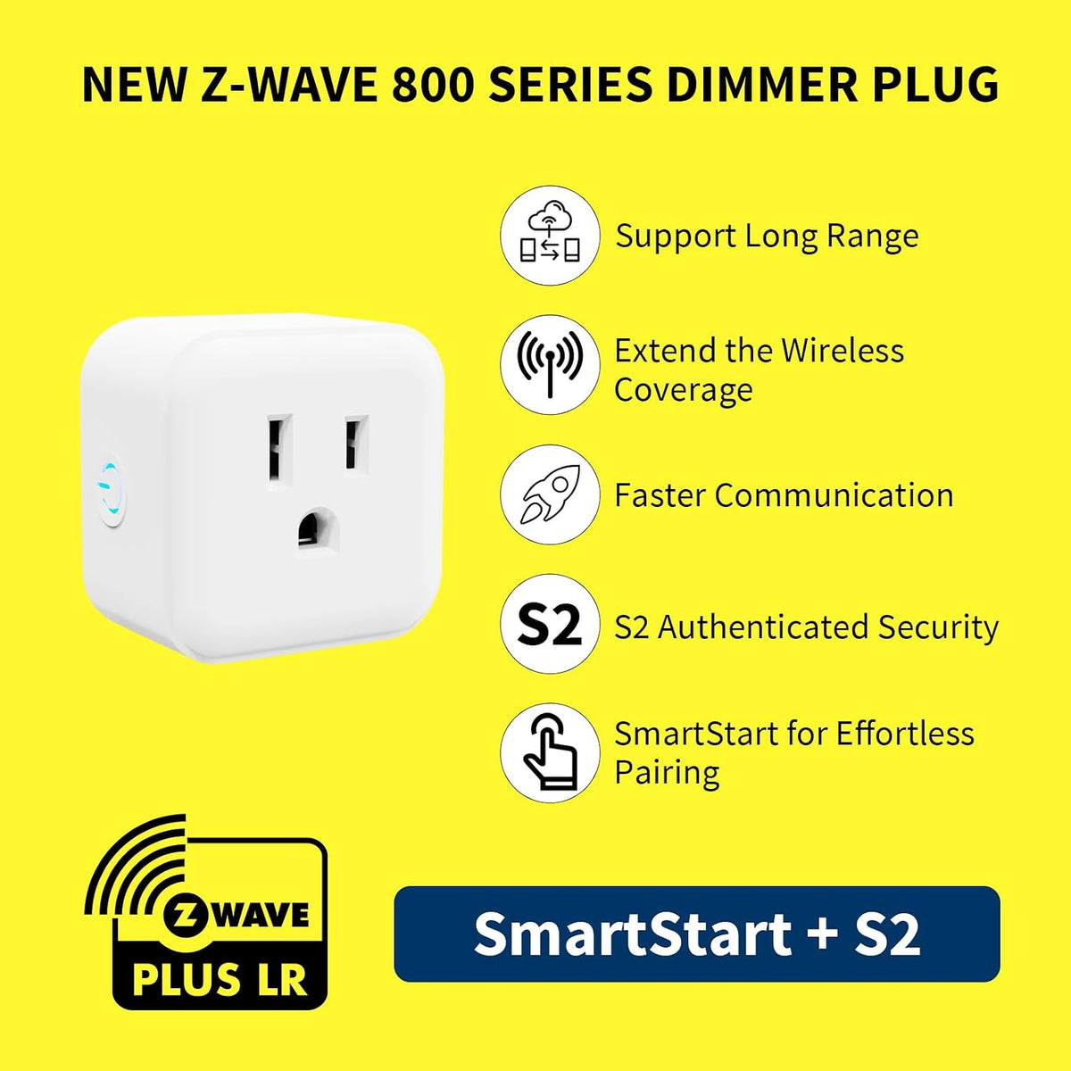 Minoston Z-Wave Outlet Dimmer, 800 Series Z-Wave Smart Plug, Z-Wave Hub Required, Alexa and Google Assistant Compatible, 200W (MP21ZD)