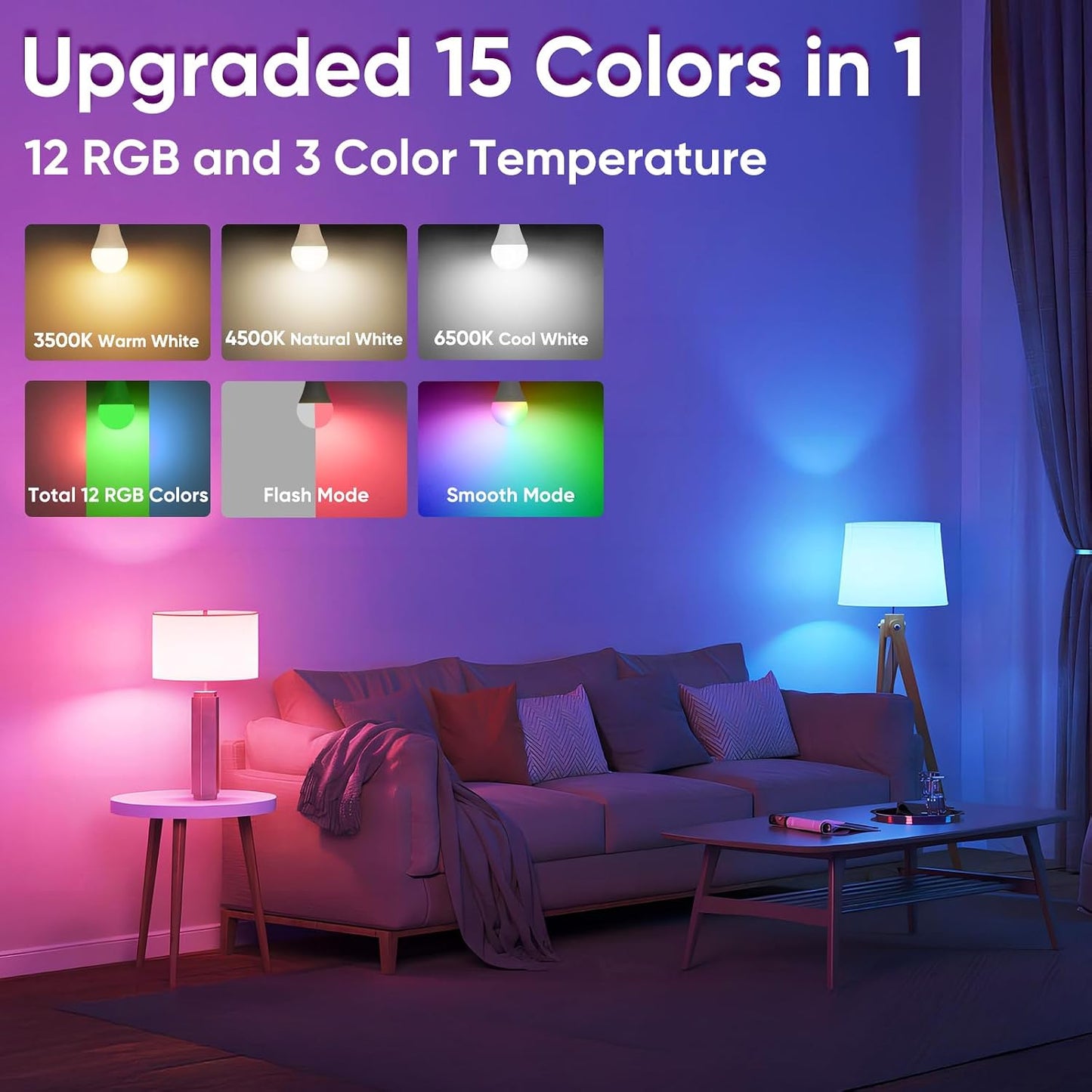 Yochoice Rechargeable Battery Operated Light Bulb with Remote & Timer, Dimmable Backup Magnetic LED Bulb with 15 Colors, Wireless Puck Light Bulb for Wall Sconce Lamps, Non-Hardwired, 2-Pack