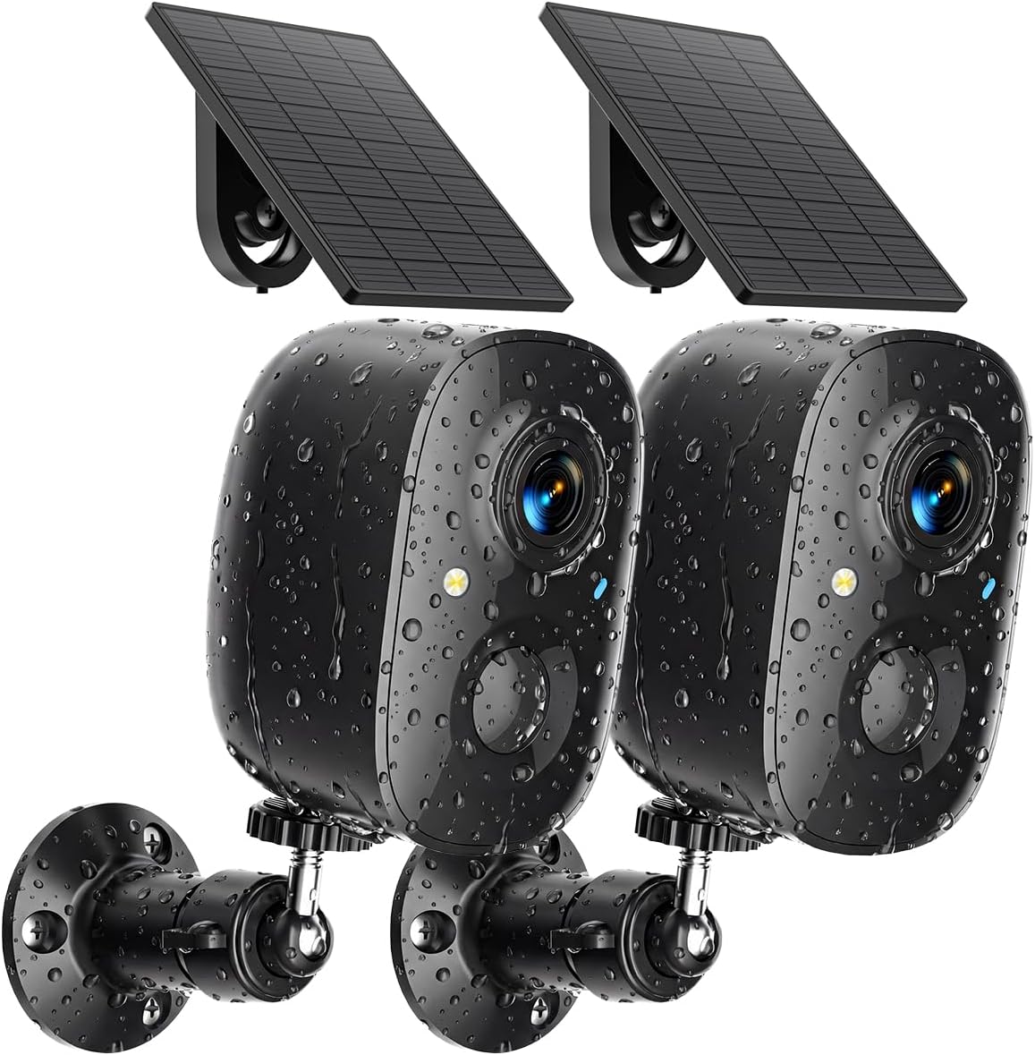 Security Cameras Wireless Outdoor 2K Solar Powered WiFi Cameras for Home Security,AI Motion Detection,Siren Alarm,Spotlight Color Night Vision,2-Way Audio,SD/Cloud Storage (2 Solar Cams)