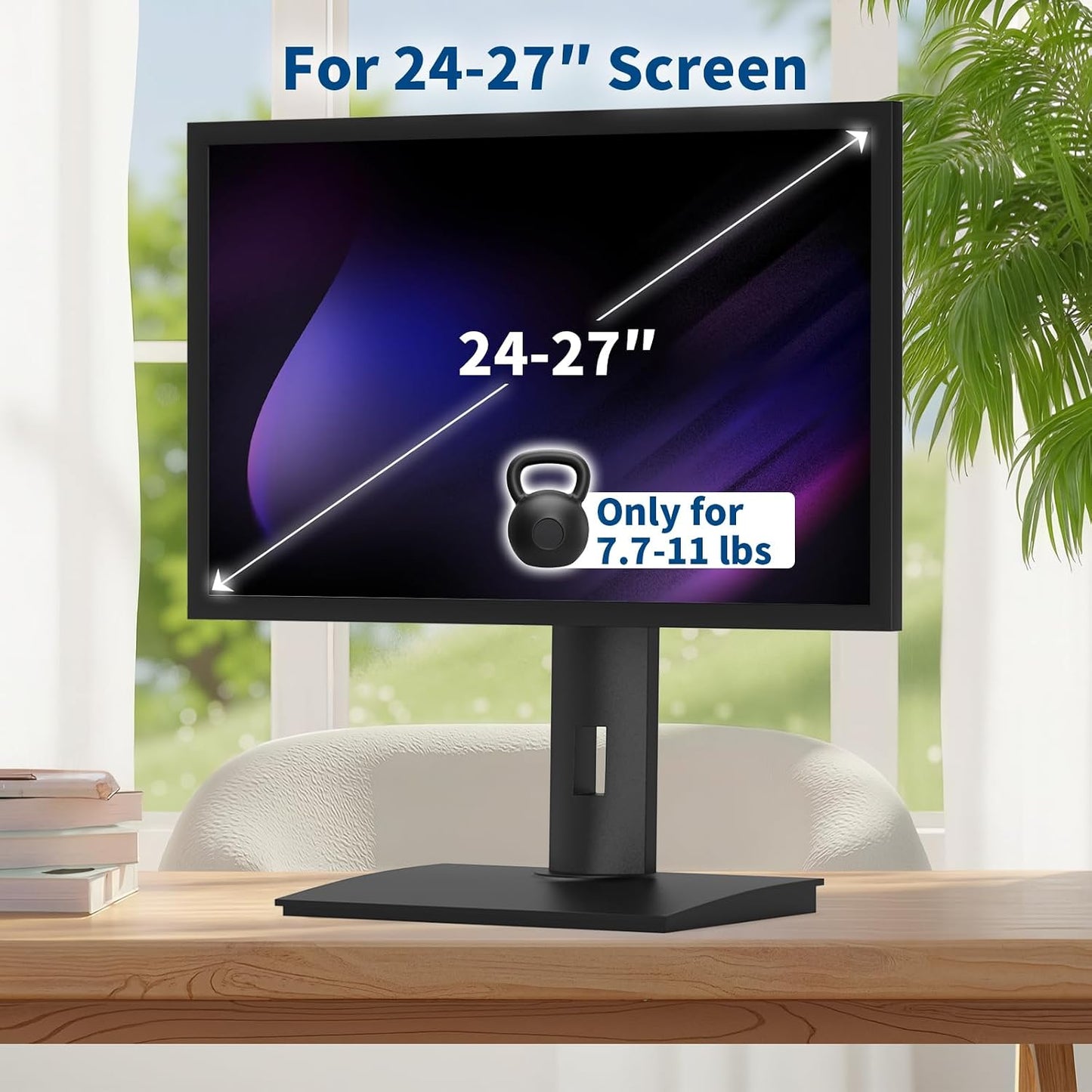 Single Vesa Monitor Stand for Monitor 24″ - 27″ Weight 7.7-11 lb | Spring-Adjustable Height, Swivel, Tilt, Rotation, Computer Screens Vesa 75x75/100x100 Monitor Desk Mount for Office Home