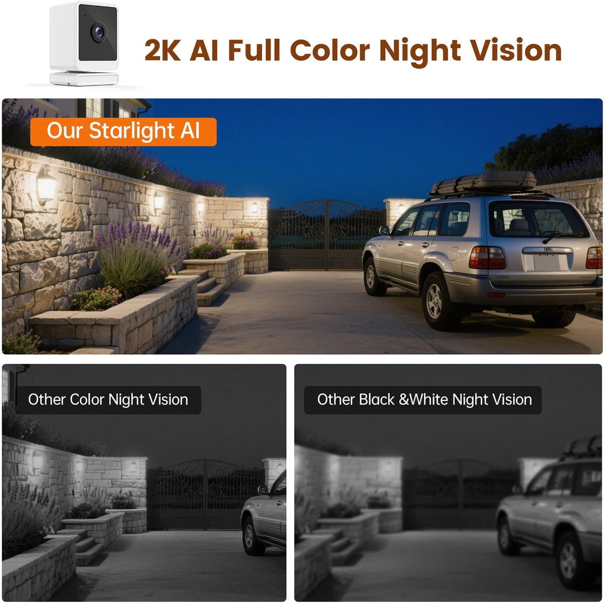 Window Camera, 3MP 2K Indoor Cameras for Home Security with Mounting Sticker,AI Color Night Vision, Person & Motion Detection,Support 2.4GHz & 5GHz WiFi