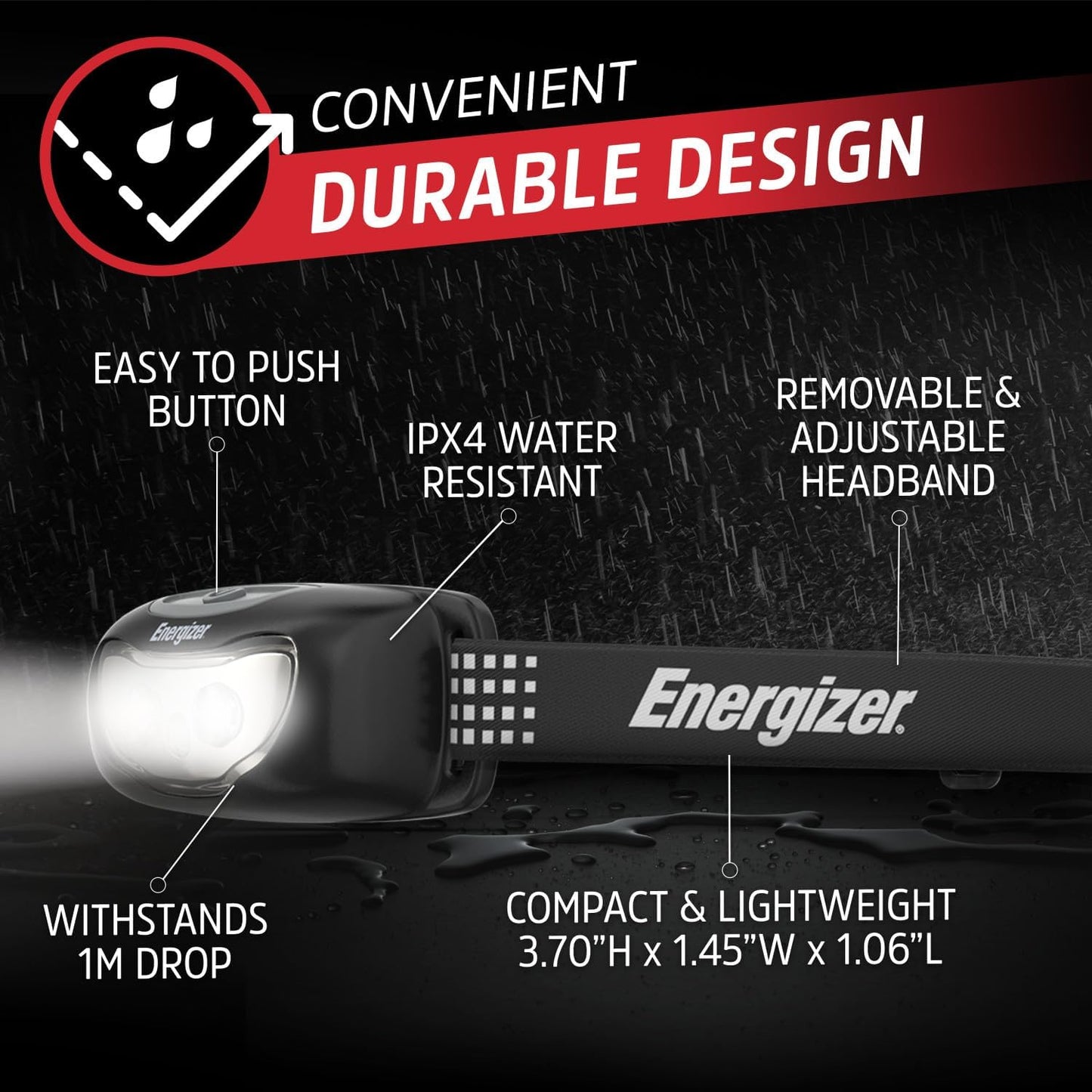 Energizer Universal LED Headlamp (2-Pack), Bright Head Lamp for Outdoors, Camping and Emergency Light, IPX4 Water Resistant (Batteries Included)