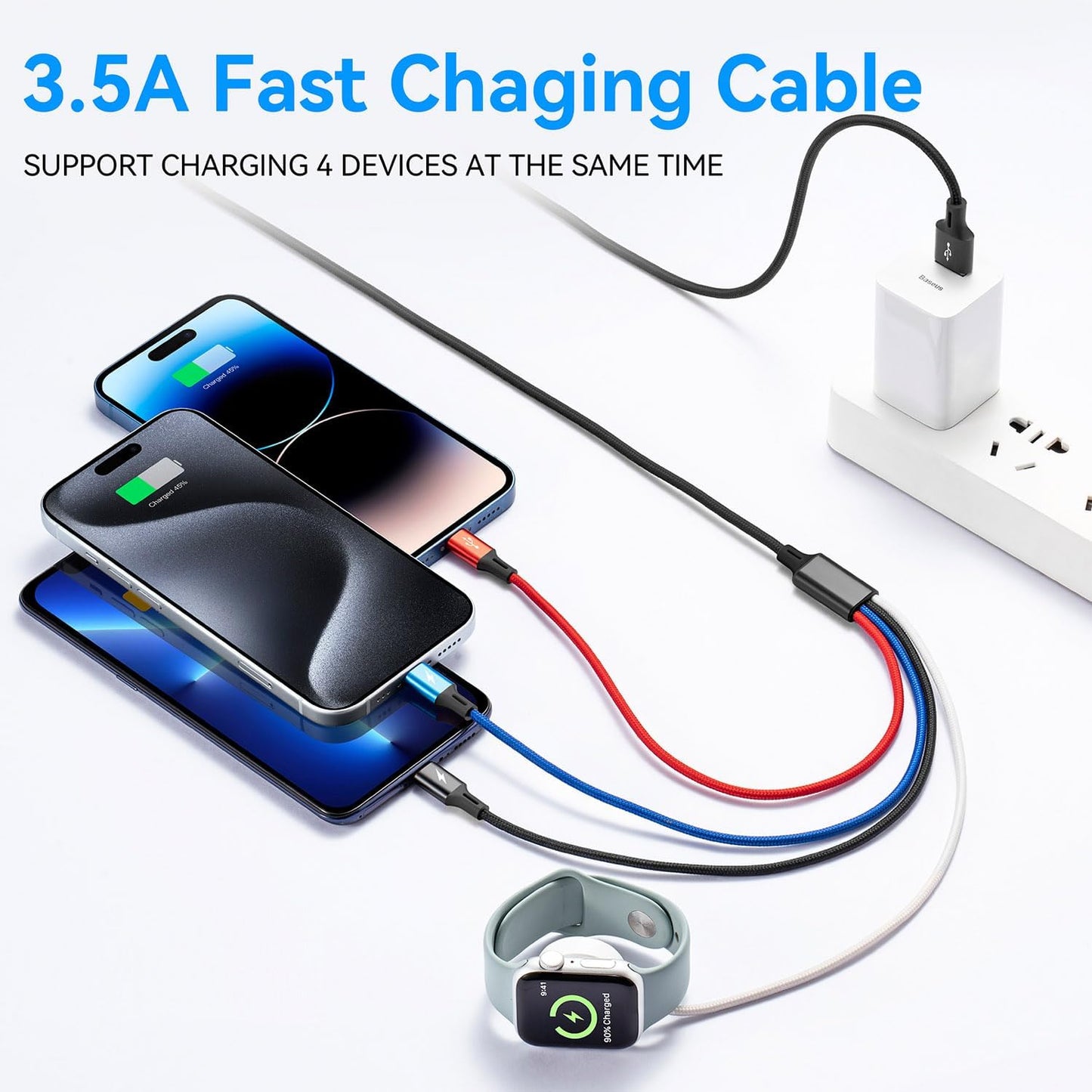 2026 Travel Essentials,Multi Charging Cable for Apple Watch Charger,6ft | Cruise Vacation Camping Essentials,iPhone Charger,4 in 1Charging Docks for iWatch Series 11-2/Ultra,iPhone 17-12,Car,2 packs