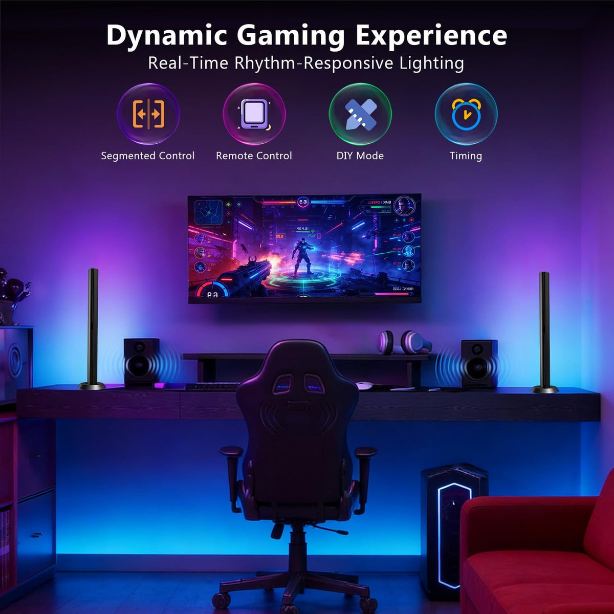 DAYBETTER Smart LED Light Bar,RGBICWW WiFi TV Light Bars for Room,Gaming